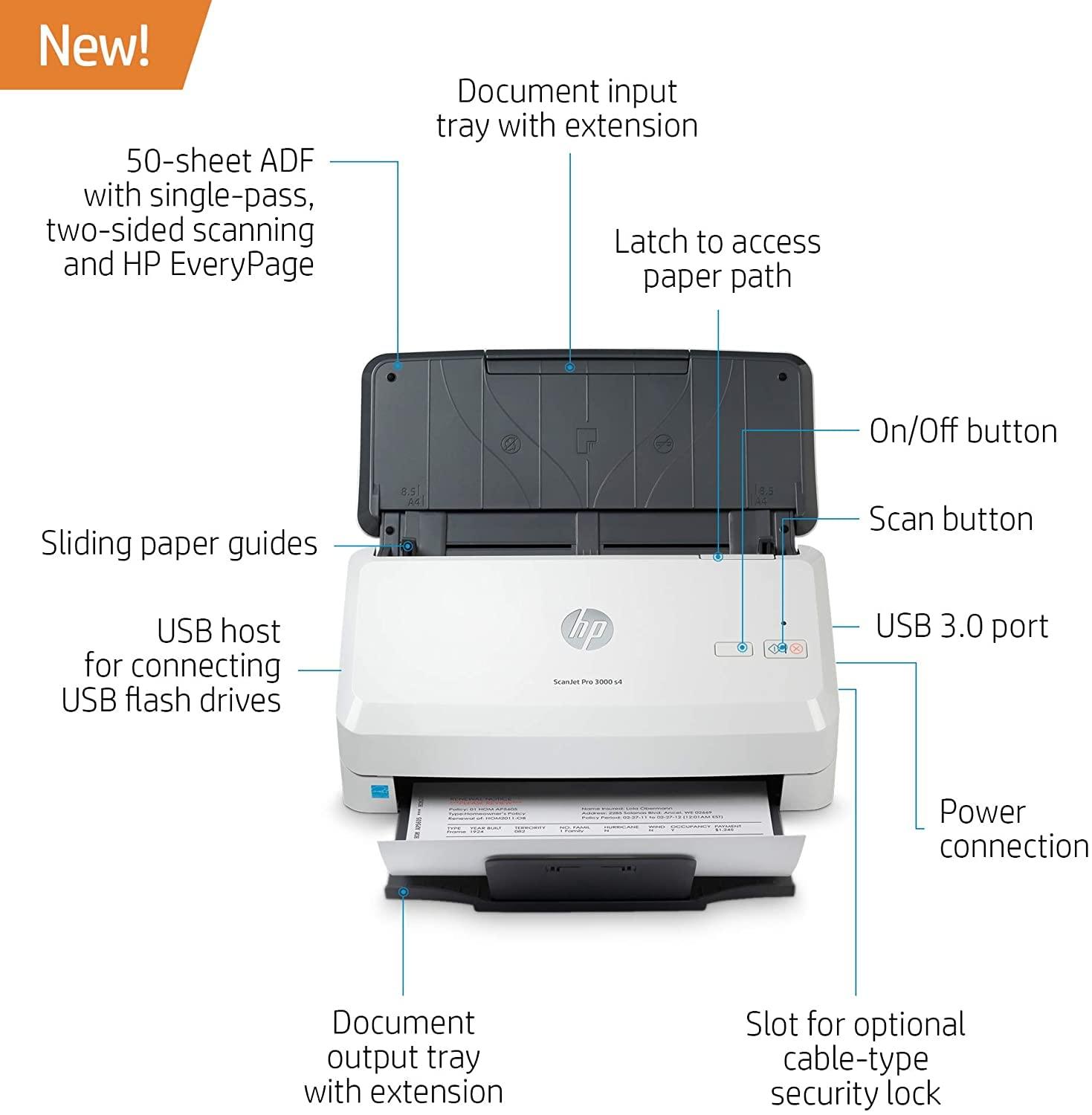 HP Scanjet Pro 3000 s4 Sheet-Feed A4 Scanner | Simplex 40 PPM | Duplex 80 PPM | 256 MB | Automatic Duplex | USB 3.0 | 1 Year warranty thumbnail 3