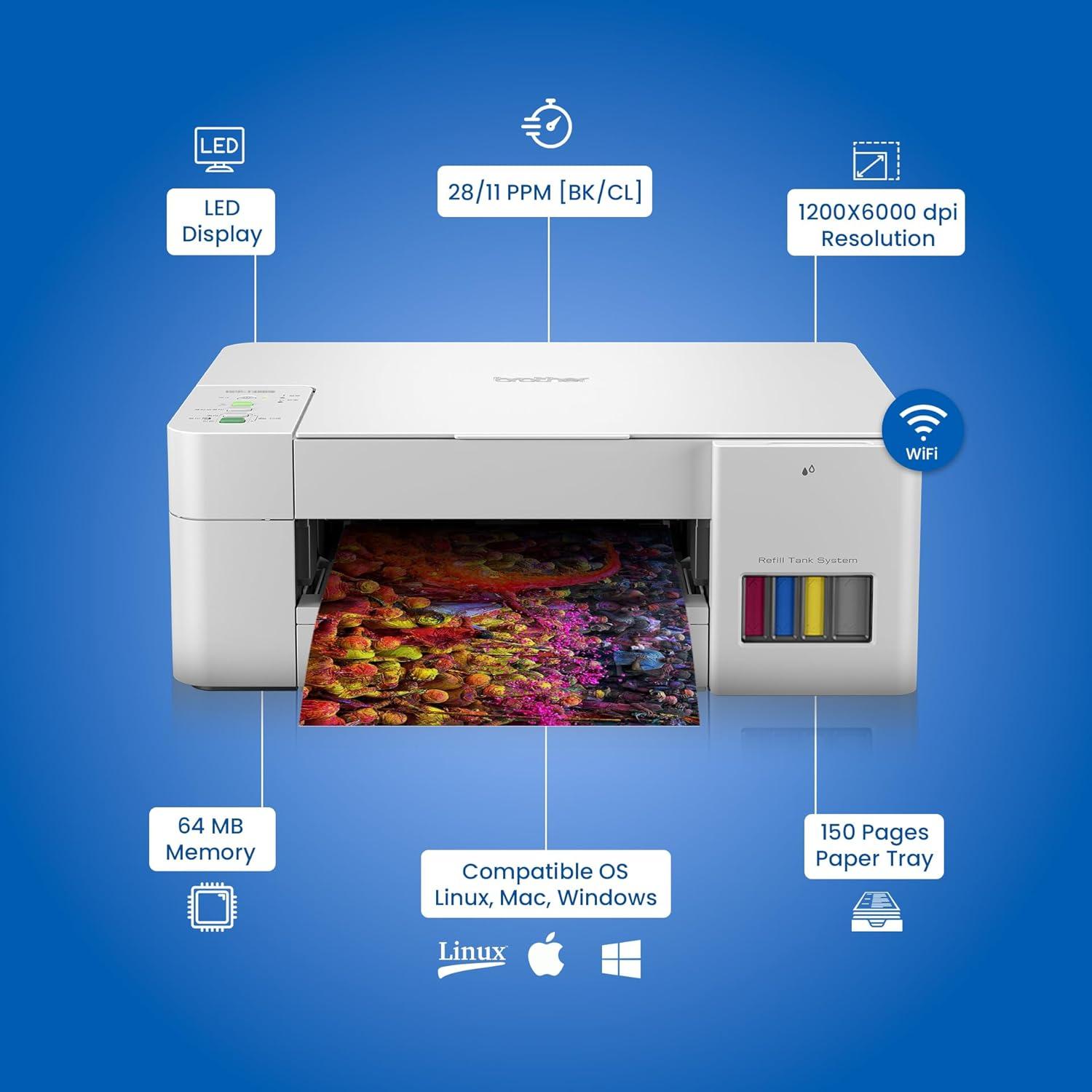 Brother DCP-T426W Inkjet A4 Color Multifunction Printer | 8 PPM (Black)/ 5 PPM (Colour) | 64 MB | Print, Scan, Copy | USB 2.0, Wiresless or Wi-Fi | Free Installation | 1 Year Warranty thumbnail 3