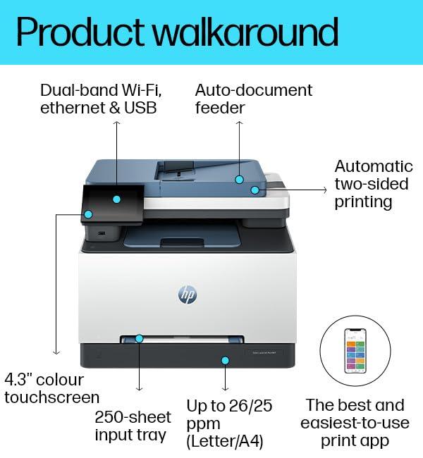 HP MFP 3303sdw A4 Color LaserJet Multifunction | 25 ppm (Black / Color) | 512 MB | USB 2.0, Ethernet, Wireless or Wi-Fi | Print, Copy, Scan, ADF | Automatic Duplex | 1 Year Warranty  thumbnail 2