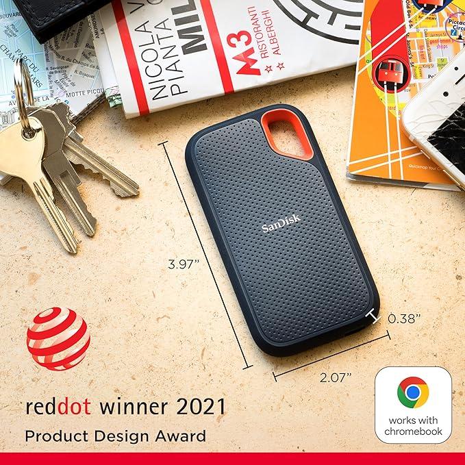 SanDisk Extreme Portable SSD 2TB (Black), Read & Write Speed up to 1050 & 1000 MB/s, Up to three meter drop protection and IP65 water and dust resistance, USB 3.2 Gen 2, 5 Year Warranty thumbnail 4