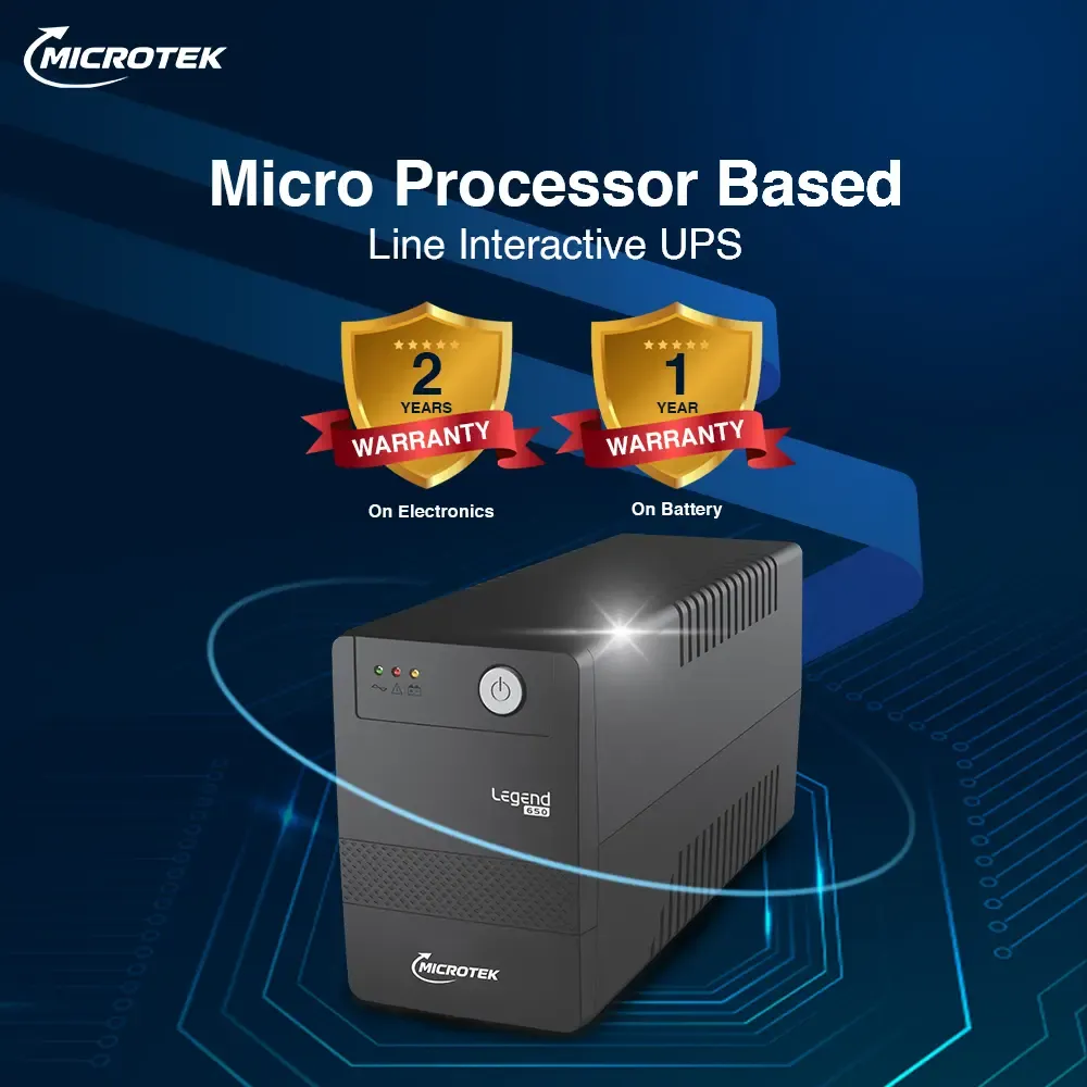 Microtek Legend 1600VA Line Interactive UPS | 960W | for Desktop PC & Home Office with 2 Years on UPS & 1 year on Battery thumbnail 3