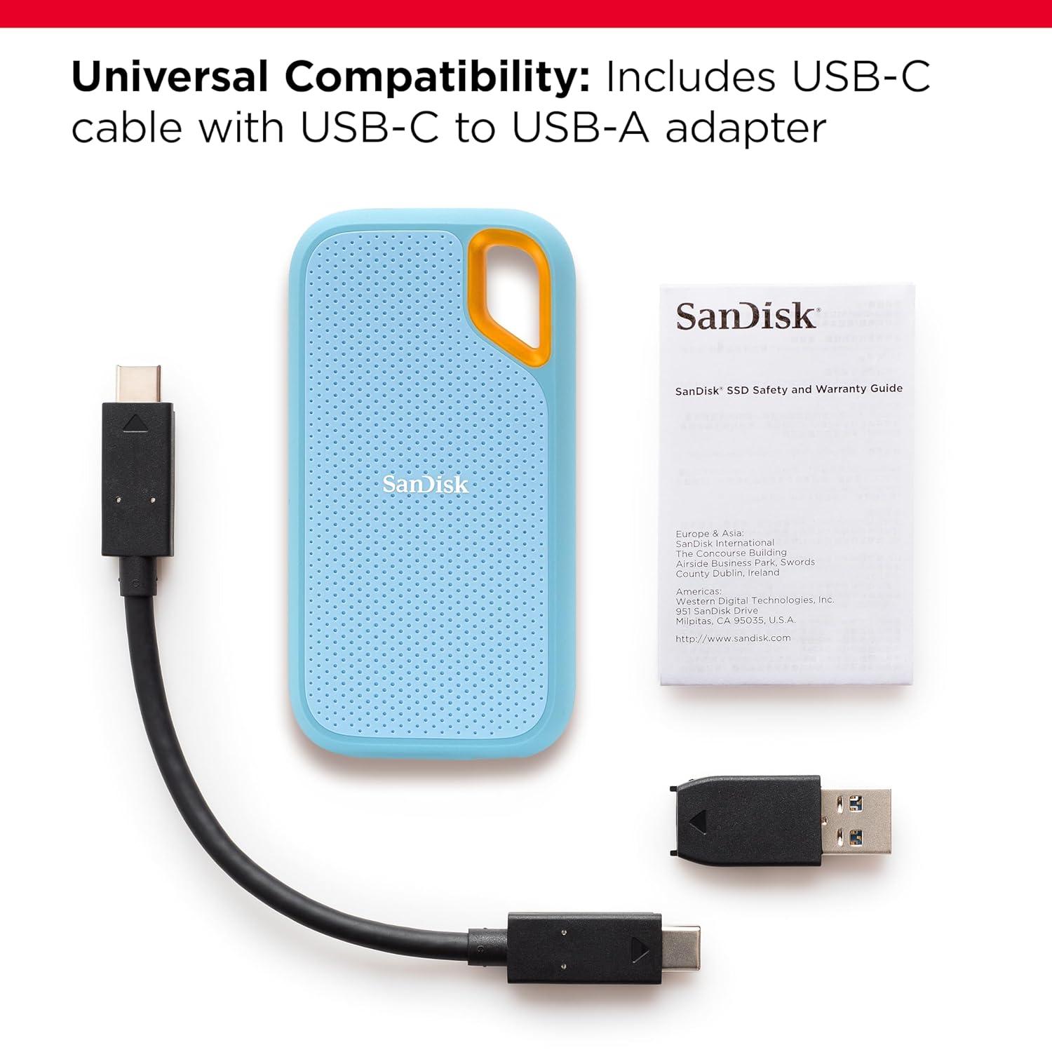 SanDisk Extreme Portable SSD 1TB (Sky Blue), Read & Write Speed up to 1050 & 1000 MB/s, Up to three meter drop protection and IP65 water and dust resistance, USB 3.2 Gen 2, 5 Year Warranty thumbnail 5