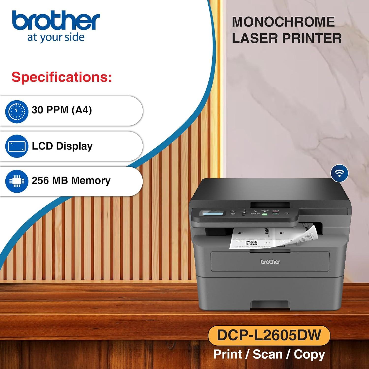 Brother DCP-L2605DW Multifunction Printer | 30 PPM | 256 MB | USB 2.0, Ethernet, Wireless or Wi-Fi | Print, Copy, Scan | Automatic Duplex | A4 multifunction Printer | 1 Year Warranty thumbnail 4
