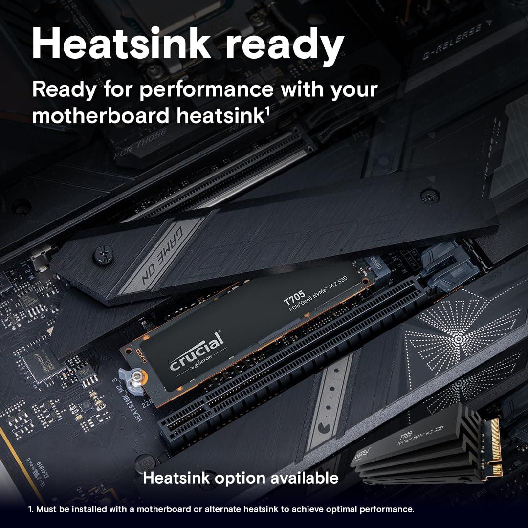 Crucial T705 2TB PCIe 5.0 NVMe M.2 SSD, Read and Write speeds up to 14500 & 12700MB/s, 5 Year Warranty thumbnail 4