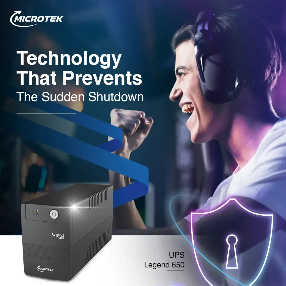 Microtek Legend 1000 Line Interactive UPS 1000VA UPS | 600W | for Desktop PC & Home Office with 2 Years on UPS & 1 year on Battery