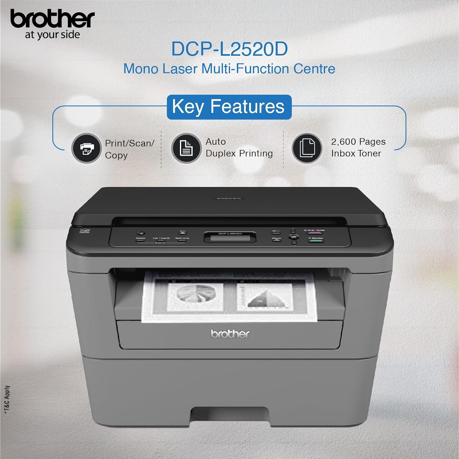 Brother DCP-L2520D multifunction Printer | 30 PPM | 32 MB | USB 2.0 | Print, Copy, Scan | Automatic Duplex | A4 Laser Multifunction Printer | 1 Year Warrany thumbnail 4