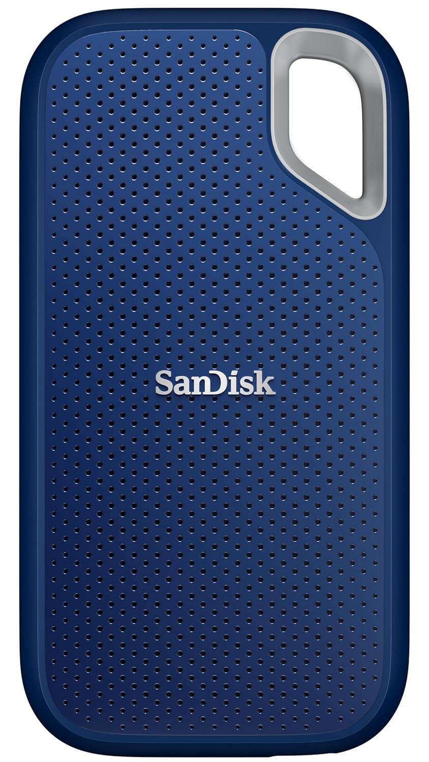SanDisk Extreme Portable SSD 4TB (Royal Blue), Read & Write Speed up to 1050 & 1000 MB/s, Up to three meter drop protection and IP65 water and dust resistance, USB 3.2 Gen 2, 5 Year Warranty