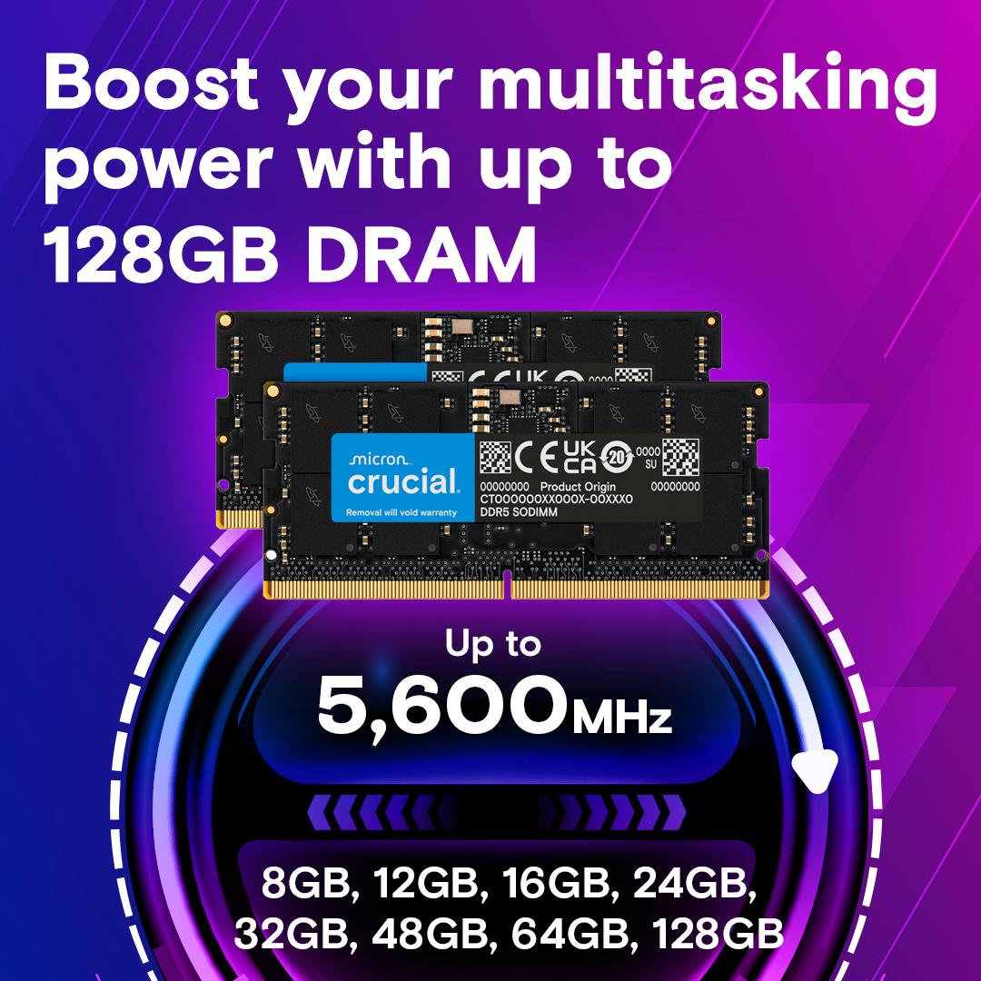 Crucial 16GB kit (2x8 GB) DDR5 RAM 5600MHz Laptop Memory, CT2K8G56C46S5, 10 Year Warranty thumbnail 4