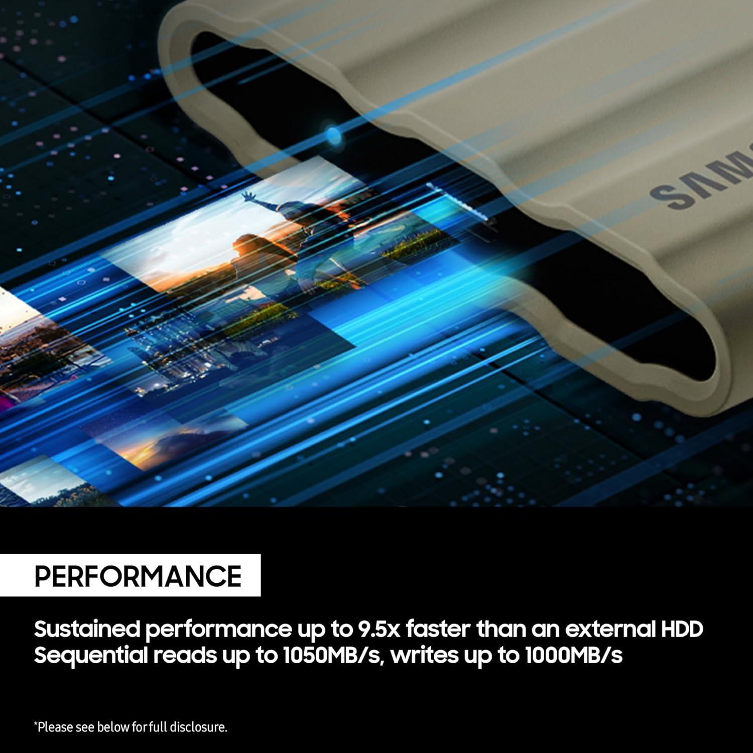 Samsung T7 Shield Portable SSD 4TB USB 3.2 Gen2 External SSD, Black, Up to 1,050MB/s, Mac Compatible, IP65 Water & Dust Resistant, for Photographers, Content Creators and Gaming, Rugged, MU-PE4T0S, 3 Year Warranty thumbnail 4