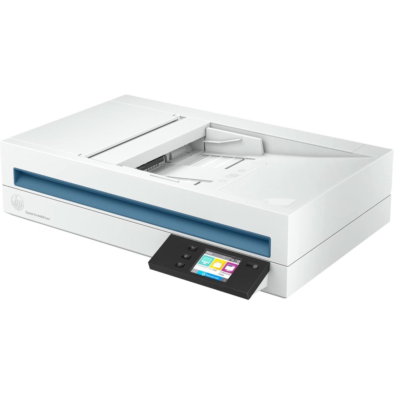Image of HP ScanJet Pro N4600 fnw1 | 40 PPM | Wireless or Wi-Fi | USB | Ethernet | ADF & Flatbed Scanning | Color Automatic Duplex | A4 Scanner | 1 Year Warranty