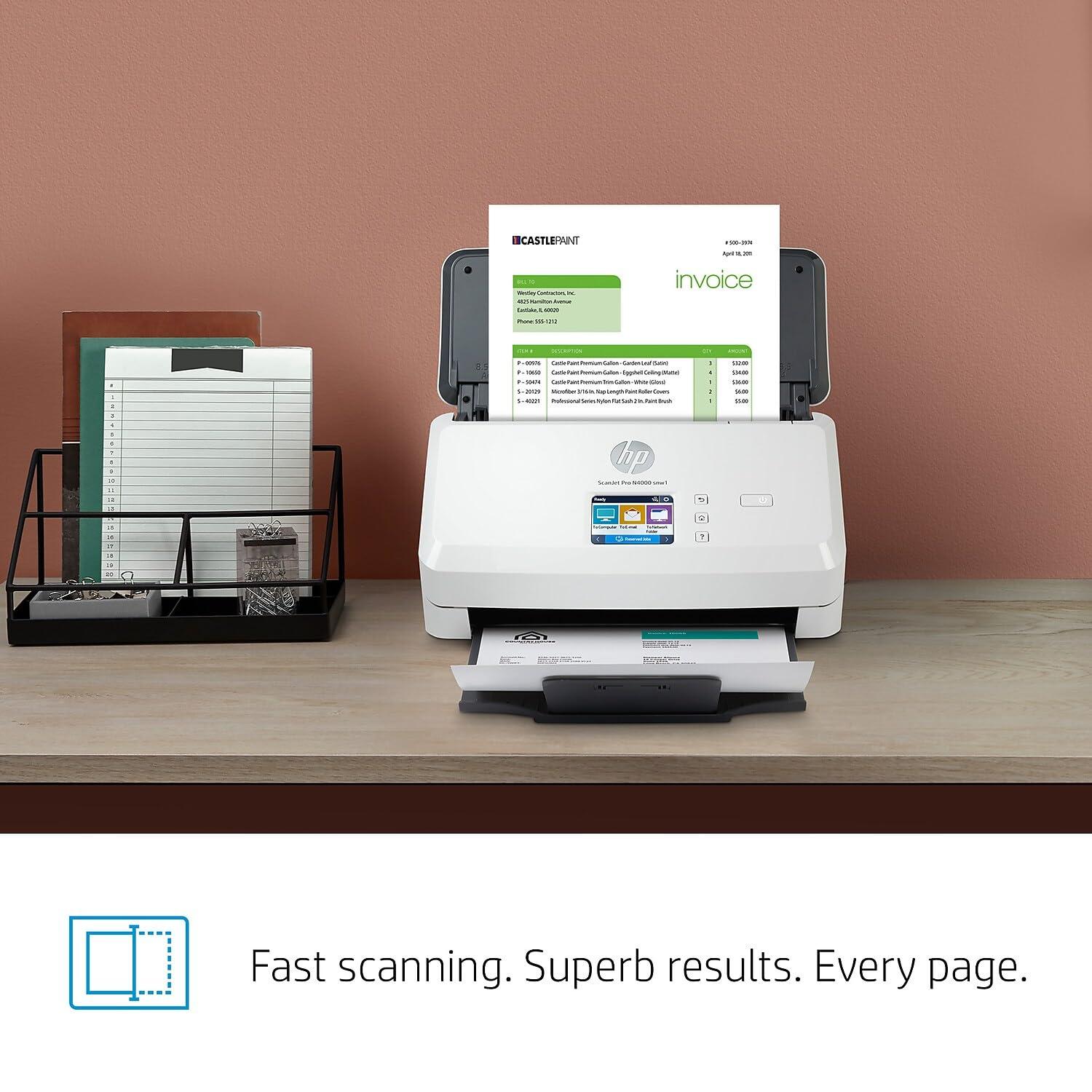 HP ScanJet Pro N4000 snw1 | 40 PPM | 512 MB | Wireless or Wi-Fi | USB 3.0, Ethernet, Wireless or Wi-Fi | Color Automatic Duplex A4 Scanner | 1 Year Warranty  thumbnail 8