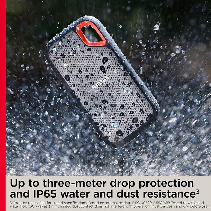 SanDisk Extreme Portable SSD 8TB (Sky Blue), Read & Write Speed up to 1050 & 1000 MB/s, Up to three meter drop protection and IP65 water and dust resistance, USB 3.2 Gen 2, 5 Year Warranty thumbnail 4