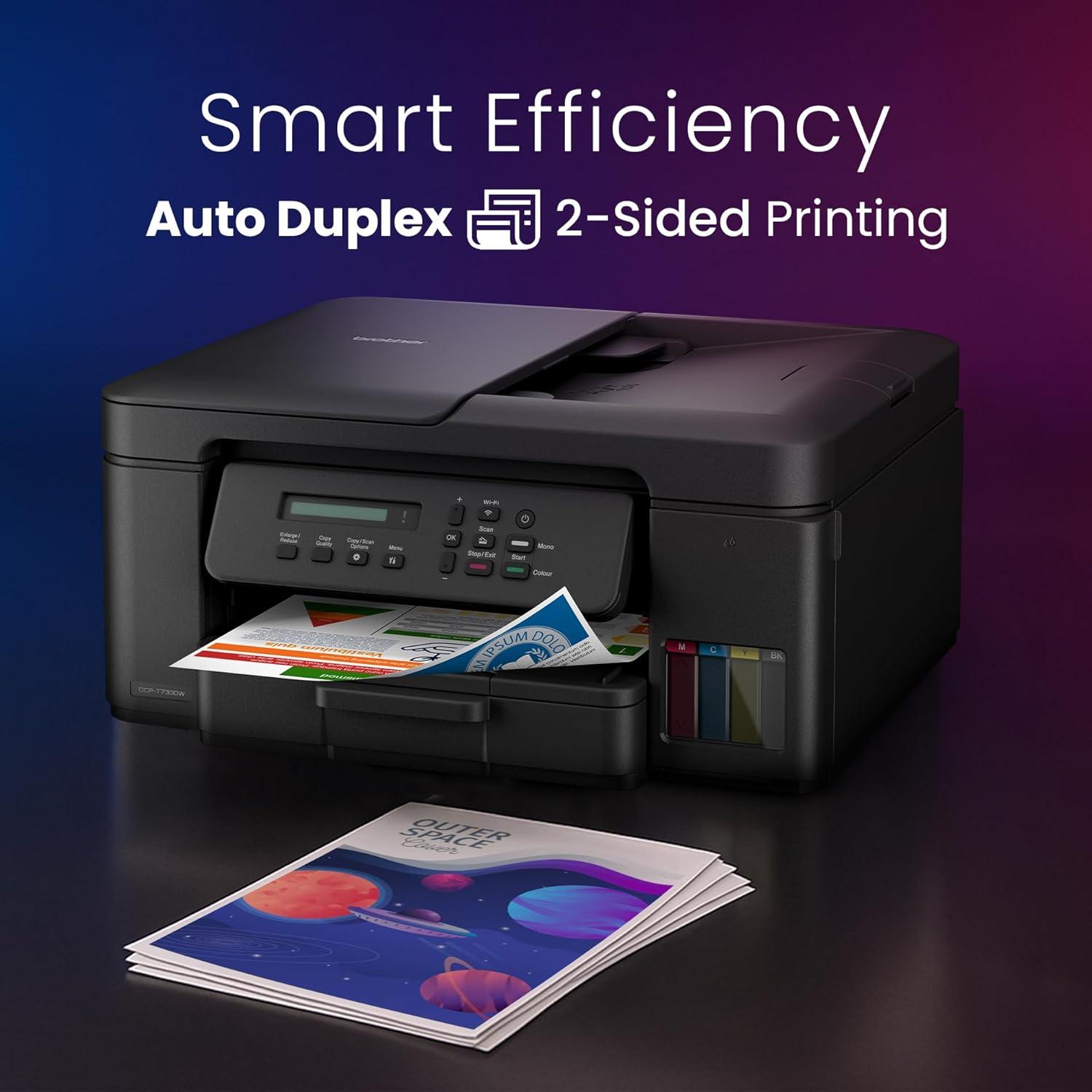 Brother DCP-T730DW A4 Color Multifunction Printer | 6 ipm (Black)/ 15.5 ipm (Colour) | USB 2.0, Wireless or Wi-Fi |  Automatic Duplex | Print, Copy, Scan, ADF | Free Installation | 1 Year warranty thumbnail 4