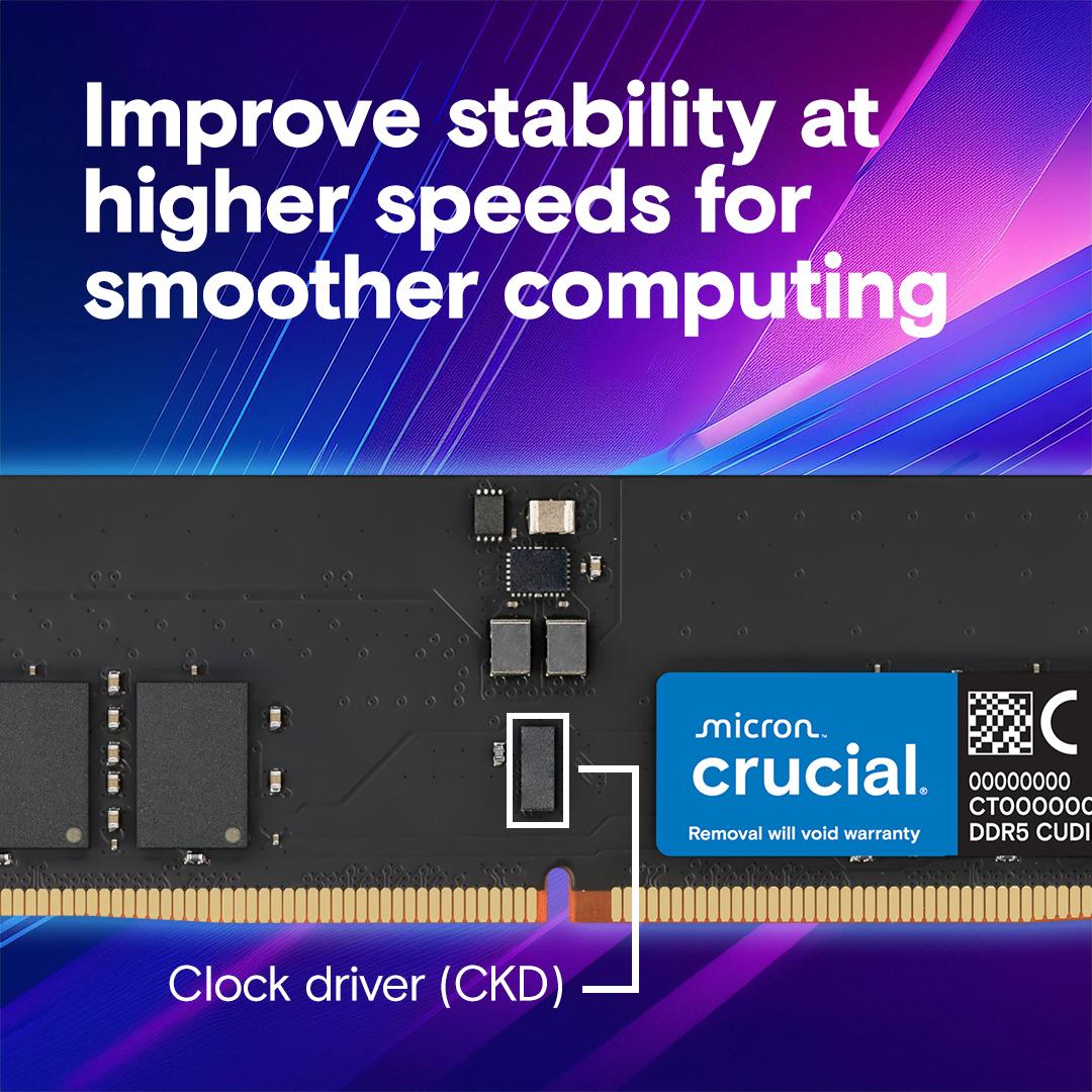 Crucial 128GB Kit (64GBx2) DDR5-6400 CUDIMM Desktop RAM / Memory, CT2K64G64C52CU5, 10 Year Warranty