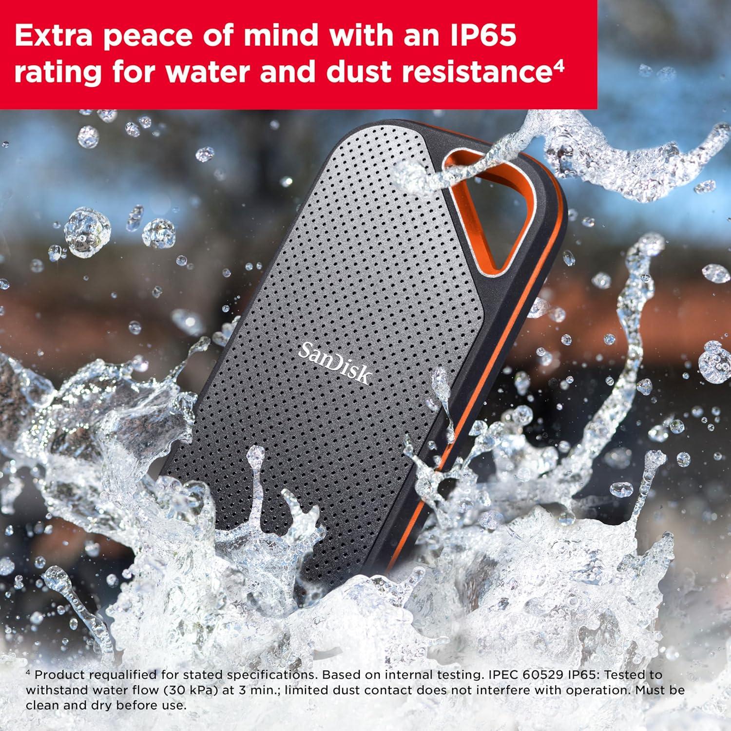 SanDisk Extreme PRO Portable SSD 2TB, Sequential speed: Up to 2000 MB/s, IP65 water and dust resistance, USB 3.2 Gen 2, Rugged SSD with Upto 2 Meter Drop Protection, Type-C to Type-A Cable, PC & Mac Compatible, 5 Year Warranty thumbnail 6