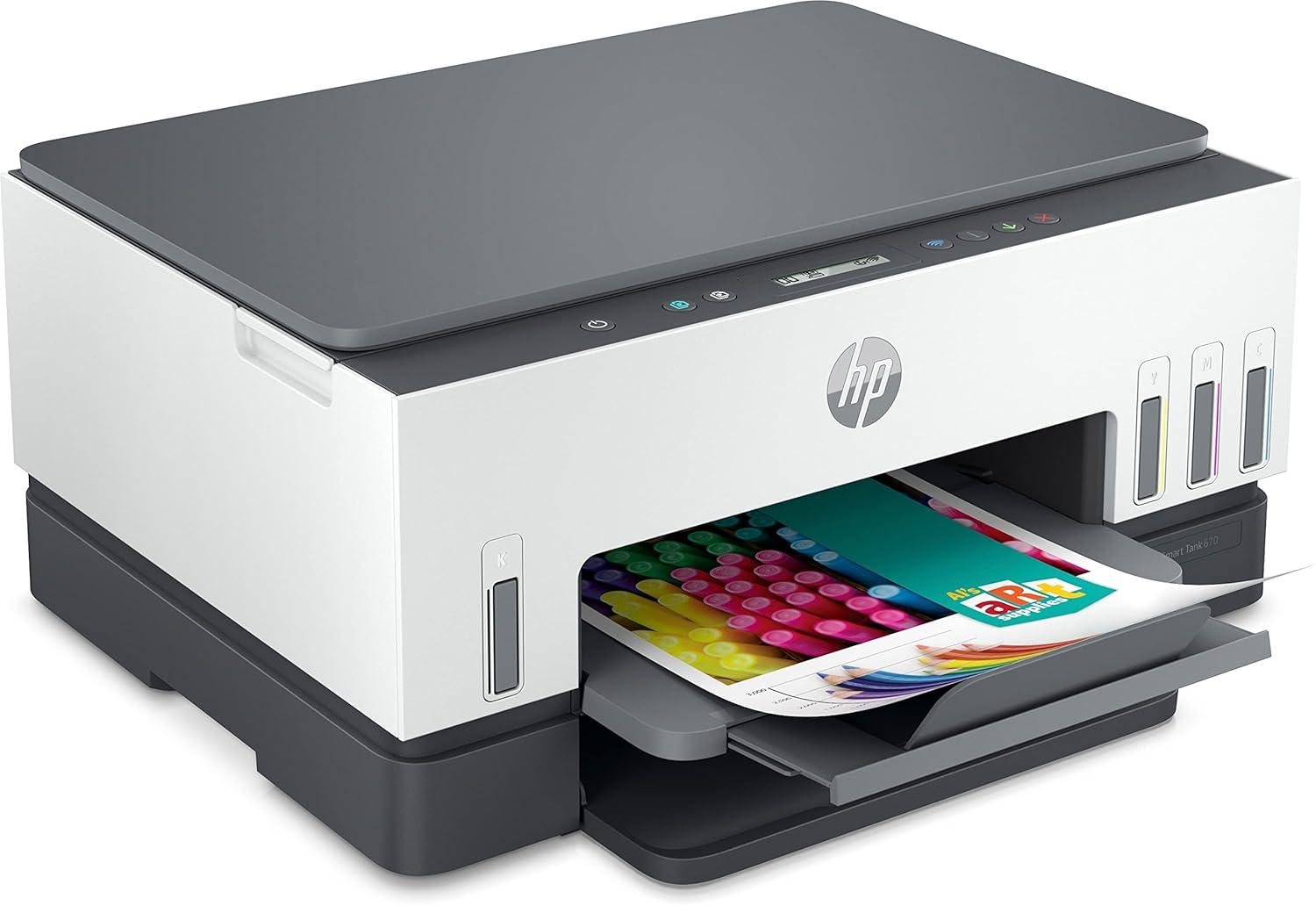HP Smart Tank 670 A4 Ink Tank Colour Multifunction Printer | 22 PPM (Black) and 21 PPM (Color) | 128 MB | USB 2.0, Wireless or Wi-Fi | Automatic Duplex | Print, Copy, Scan | 1 Year Warranty thumbnail 4