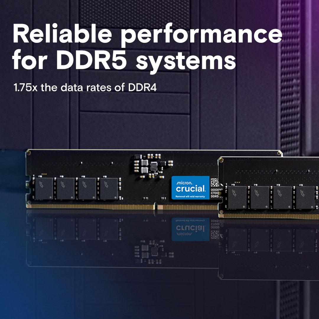 Crucial 8GB DDR5 RAM 5600MHz Desktop RAM / Memory, CT8G56C46U5, 10 Year Warranty thumbnail 2