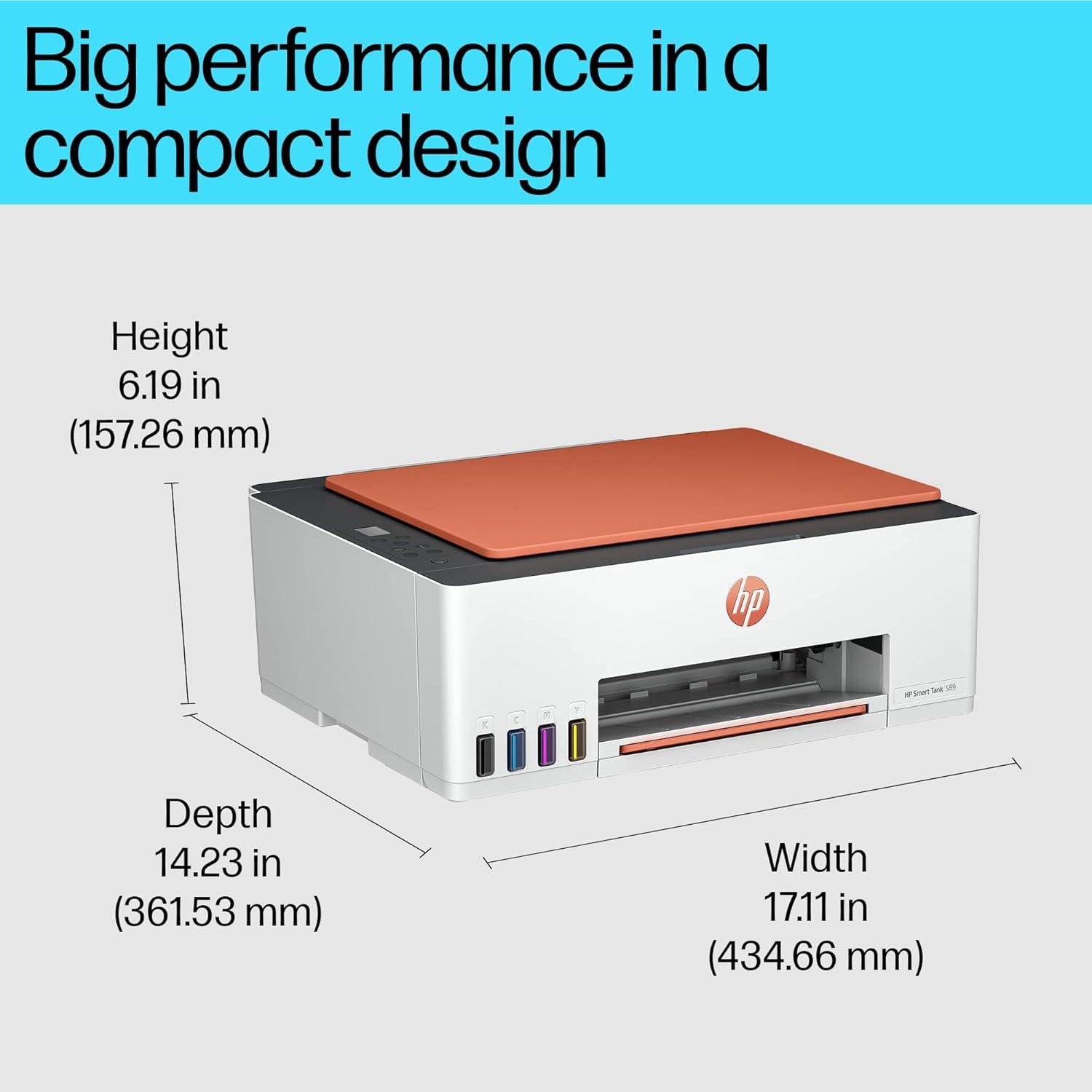 HP Smart Tank 589 A4 Ink Tank Colour Multifunction Printer | 12 PPM (Black) and 5 PPM (Color) | 64 MB | USB 2.0, Wireless or Wifi | Print, Copy and Scan | 1 Year Warranty thumbnail 4