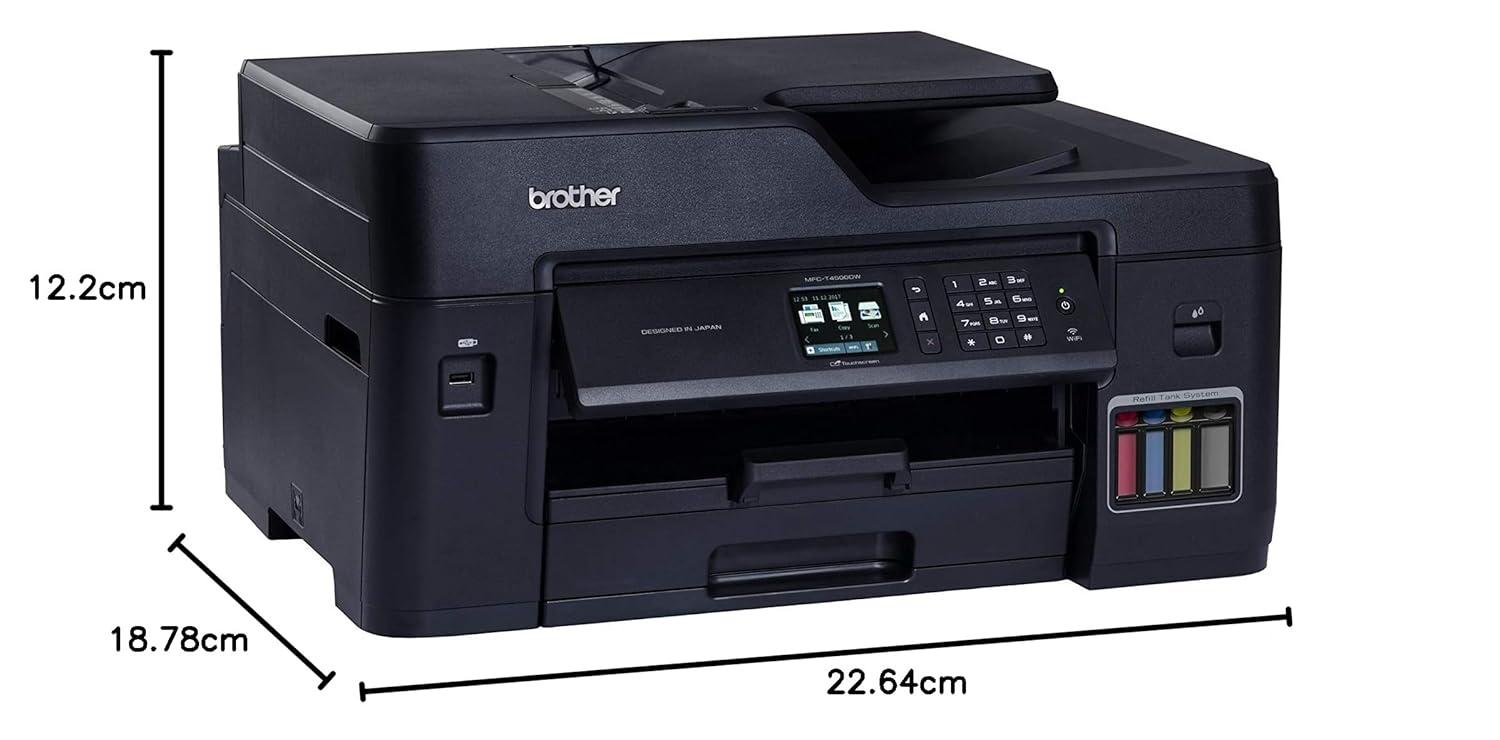Brother MFC-T4500DW A3 Ink Tank Colour Multifunction Printer A3 Inkjet Printer |  11 PPM (Black)/ 10 PPM (Colour) | 128 MB | USB 2.0, Ethernet, Wireless or Wi-Fi | Print, Copy, Scan, ADF, Fax | Automatic Duplex | 1 Year Warranty thumbnail 5