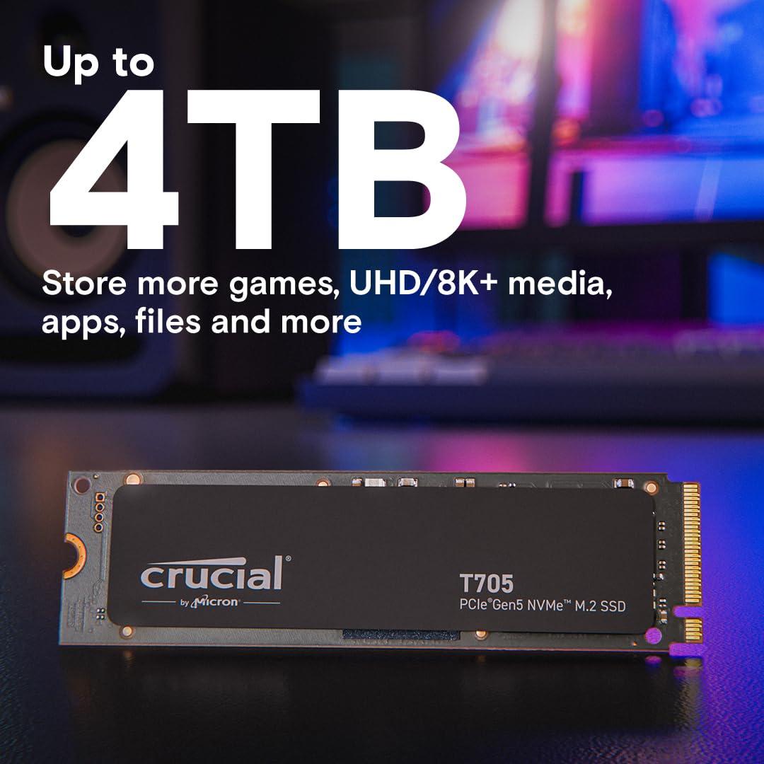 Crucial T705 2TB PCIe 5.0 NVMe M.2 SSD, Read and Write speeds up to 14500 & 12700MB/s, 5 Year Warranty thumbnail 6