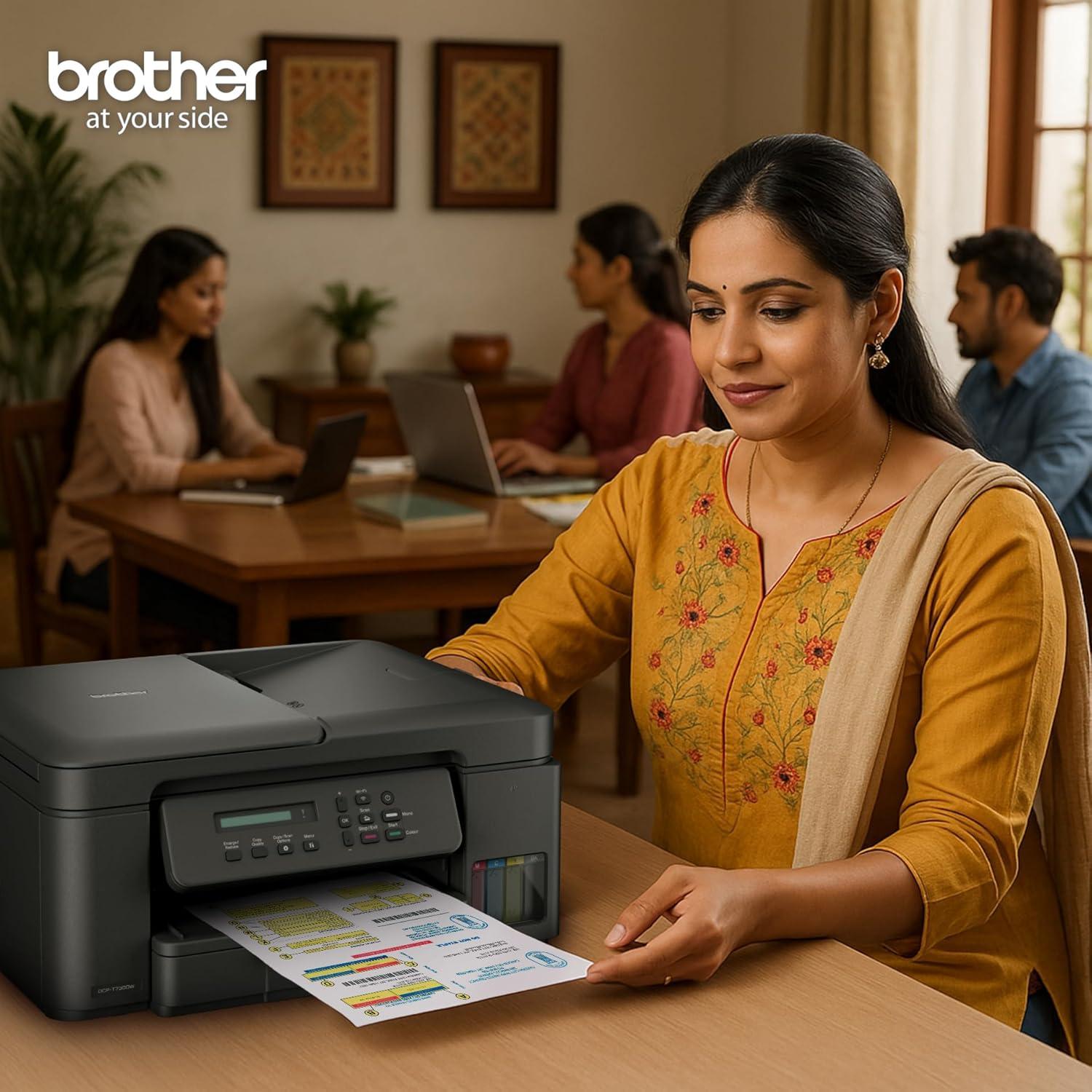 Brother DCP-T730DW A4 Color Multifunction Printer | 6 ipm (Black)/ 15.5 ipm (Colour) | USB 2.0, Wireless or Wi-Fi |  Automatic Duplex | Print, Copy, Scan, ADF | Free Installation | 1 Year warranty thumbnail 9