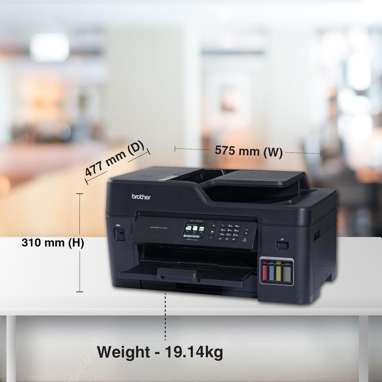 Brother MFC-T4500DW A3 Ink Tank Colour Multifunction Printer A3 Inkjet Printer |  11 PPM (Black)/ 10 PPM (Colour) | 128 MB | USB 2.0, Ethernet, Wireless or Wi-Fi | Print, Copy, Scan, ADF, Fax | Automatic Duplex | 1 Year Warranty thumbnail 4
