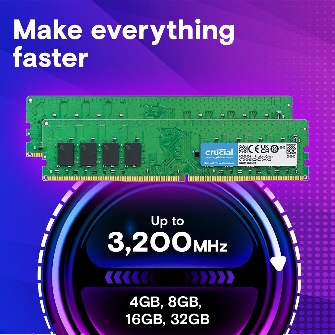 Crucial RAM 8GB DDR4 3200MHz Desktop Memory CT8G4DFRA32A, 10 Year warranty thumbnail 2