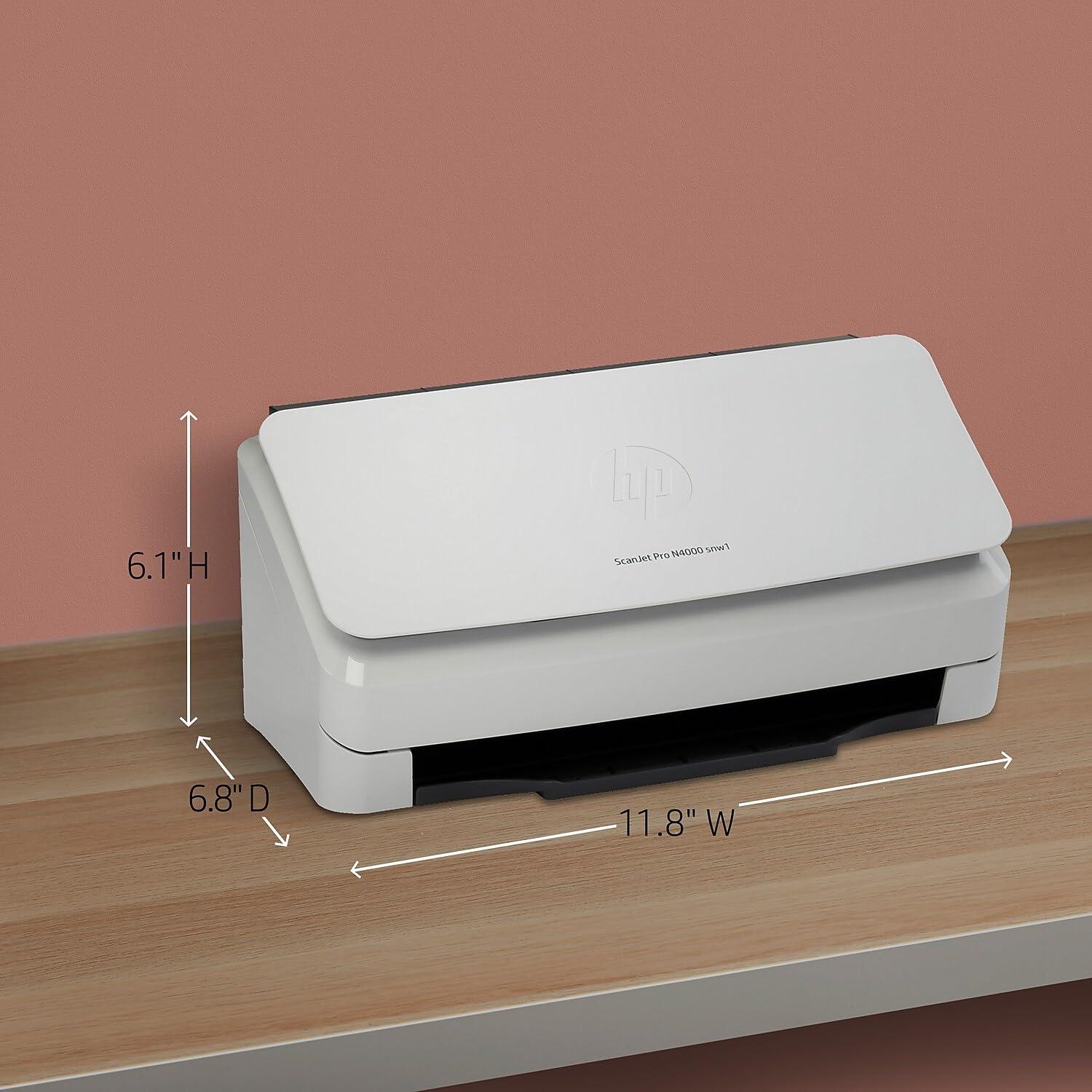 HP ScanJet Pro N4000 snw1 | 40 PPM | 512 MB | Wireless or Wi-Fi | USB 3.0, Ethernet, Wireless or Wi-Fi | Color Automatic Duplex A4 Scanner | 1 Year Warranty 