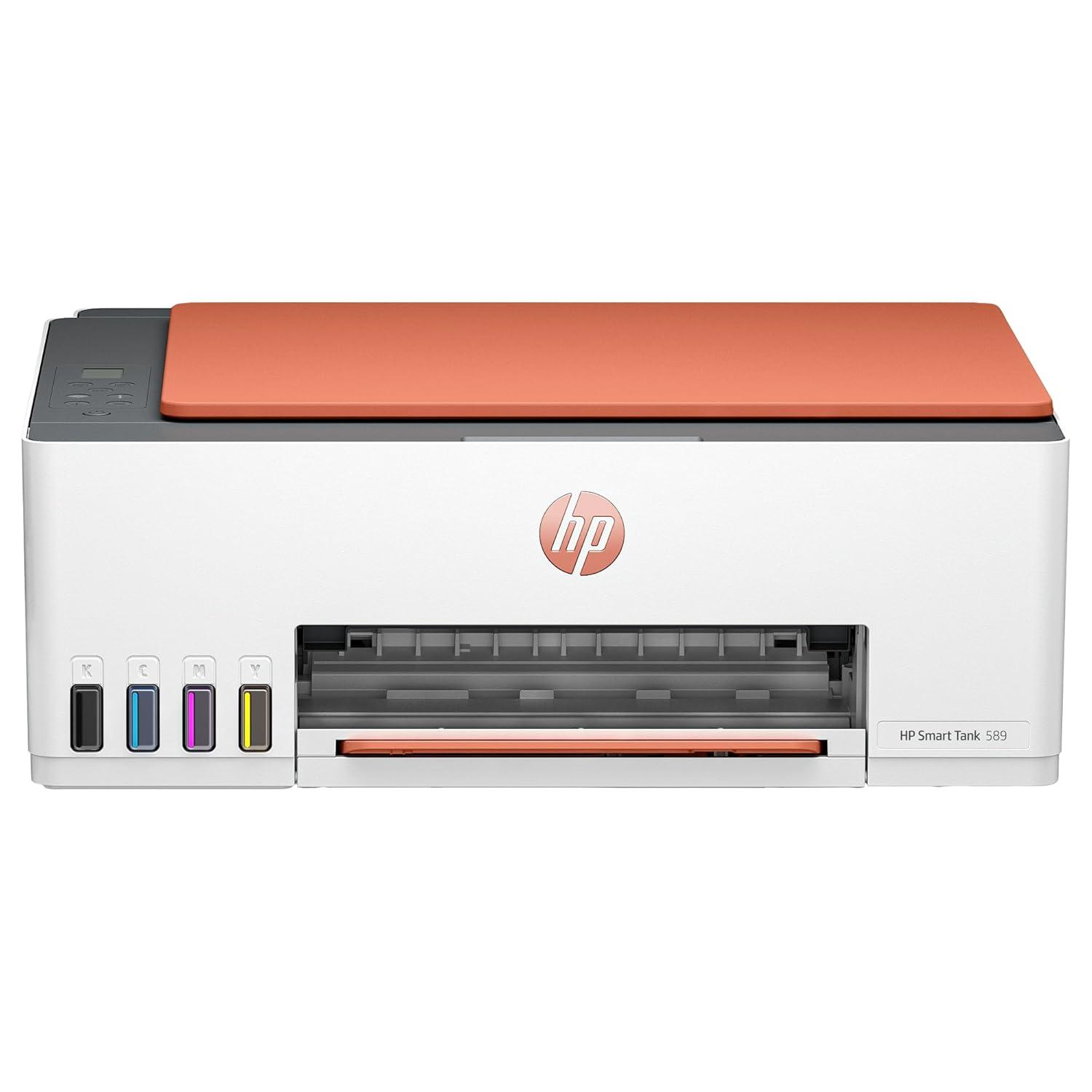 HP Smart Tank 589 A4 Ink Tank Colour Multifunction Printer | 12 PPM (Black) and 5 PPM (Color) | 64 MB | USB 2.0, Wireless or Wifi | Print, Copy and Scan | 1 Year Warranty