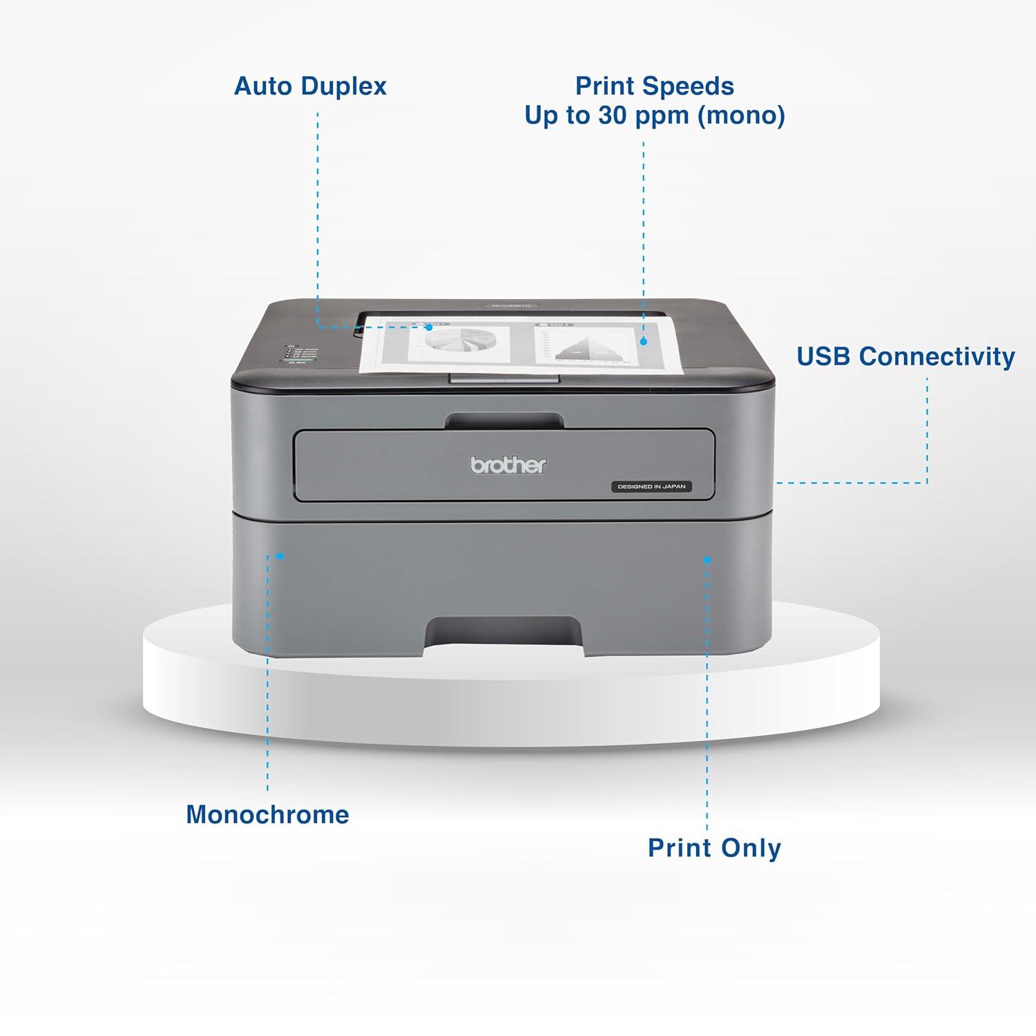 Brother HL-L2321D Single Function Laserjet Printer | 30 PPM | 8 MB | USB 2.0 | Automatic Duplex | A4 Single Function Printer | 1 Year Warranty 