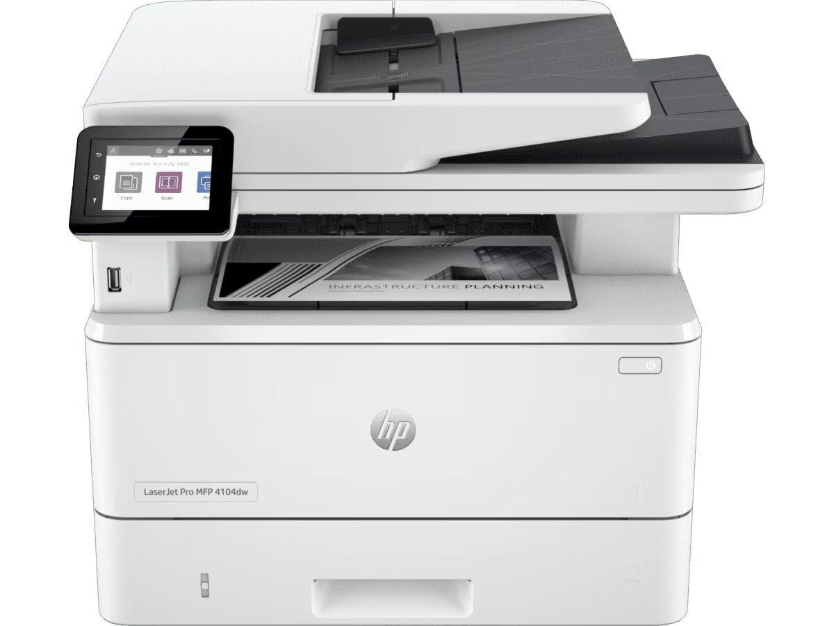 HP LaserJet Pro MFP 4104dw | 40 PPM | 512 MB | Print, Copy, Scan, ADF | Automatic Duplex | 2.7” Color Touchscreen Display | A4 multifunction Printer | 1 Year Warranty 
