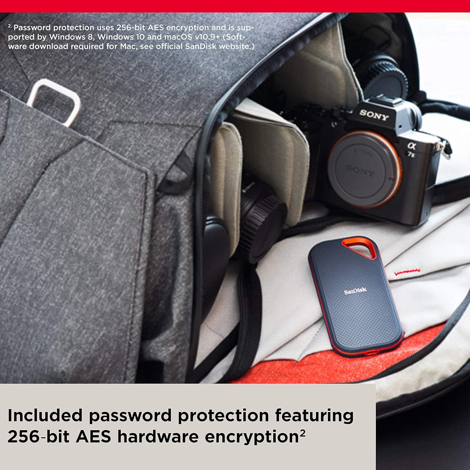 SanDisk Extreme PRO Portable SSD 2TB, Sequential speed: Up to 2000 MB/s, IP65 water and dust resistance, USB 3.2 Gen 2, Rugged SSD with Upto 2 Meter Drop Protection, Type-C to Type-A Cable, PC & Mac Compatible, 5 Year Warranty thumbnail 7