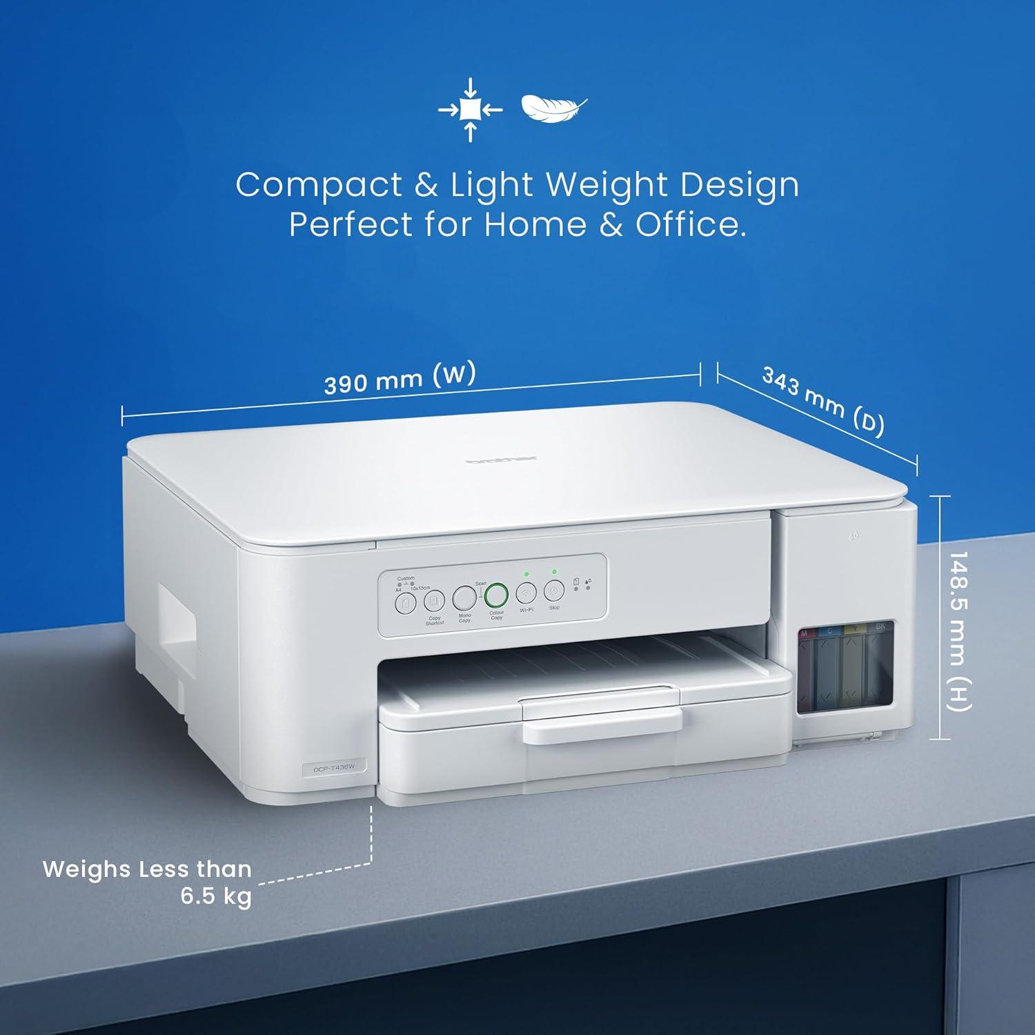 Brother DCP-T436W A4 Inkjet Multifunction Printer | 26 PPM (Black)/ 11 PPM (Colour) | 128 MB | Print, Scan, Copy | USB 2.0, Wireless or WiFi |Free Installation | 1 Year Warranty thumbnail 5