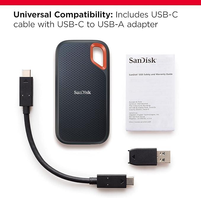 SanDisk Extreme Portable SSD 2TB (Black), Read & Write Speed up to 1050 & 1000 MB/s, Up to three meter drop protection and IP65 water and dust resistance, USB 3.2 Gen 2, 5 Year Warranty thumbnail 5