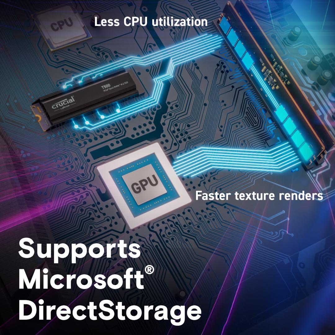 Crucial T500 1TB PCIe Gen4 NVMe M.2 SSD with heatsink, Read and Write speeds up to 7300 & 6800MB/s, 5 Year Warranty thumbnail 4