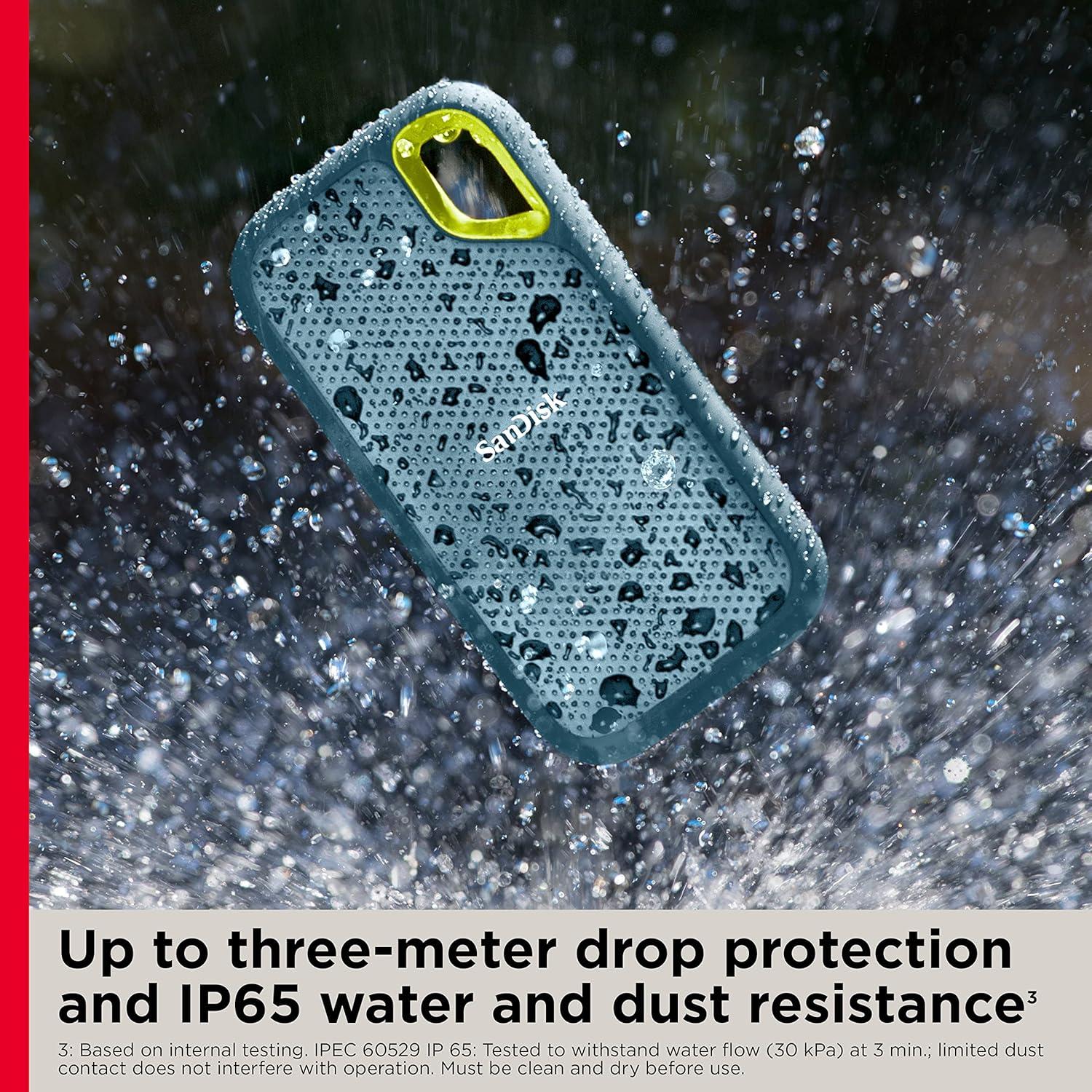 SanDisk Extreme Portable SSD 8TB (Monterey), Read & Write Speed up to 1050 & 1000 MB/s, Up to three meter drop protection and IP65 water and dust resistance, USB 3.2 Gen 2, 5 Year Warranty thumbnail 6