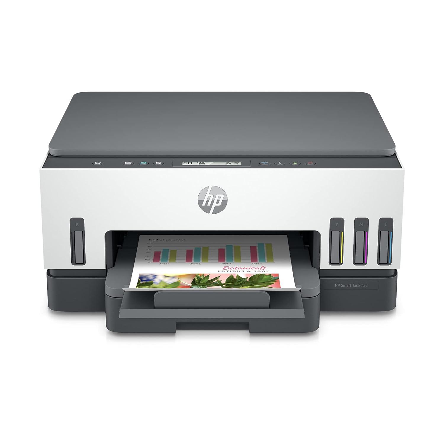 Image of HP Smart Tank 720 A4 Colour Multifunction Printer | 23 PPM (Black) and 22 PPM (Color) | 128 MB | USB, Wireless or WiFi | Print, Scan & Copy | Automatic Duplex | 1 Year Warranty