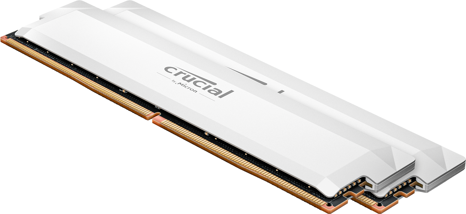 Crucial Pro 32GB Kit (2x16GB) DDR5 RAM 6000MHz, OC Gaming White Desktop RAM / Memory, CP2K16G60C36U5W, 10 Year Warranty
