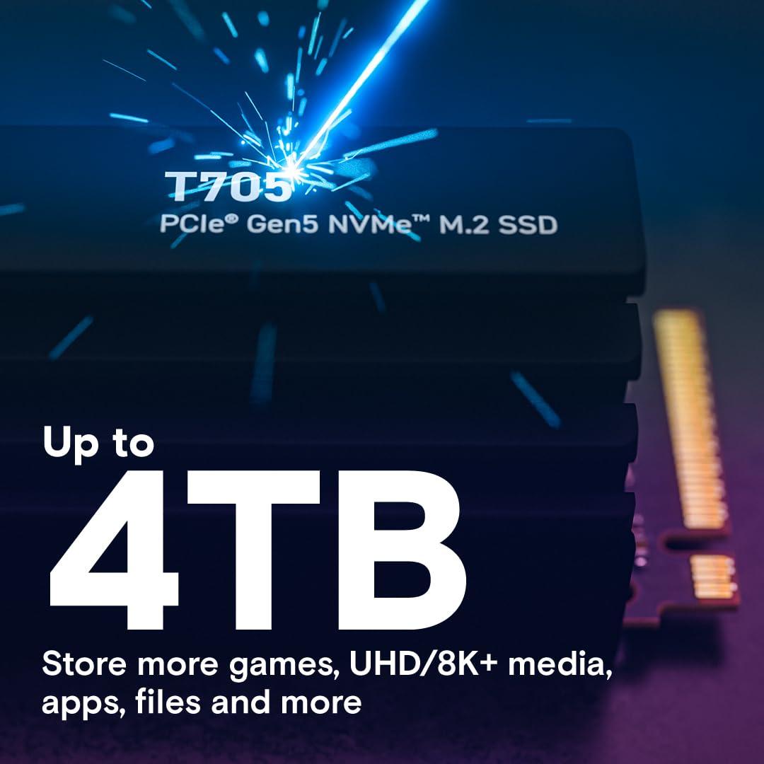 Crucial T705 4TB PCIe 5.0 NVMe M.2 SSD with limited edition white heatsink, Read and Write speeds up to 14100 & 12600MB/s, 5 Year Warranty thumbnail 5