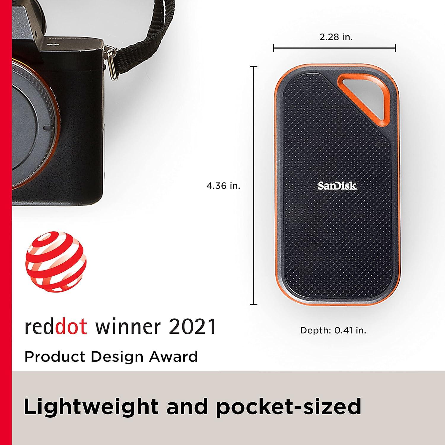 SanDisk Extreme PRO Portable SSD 2TB, Sequential speed: Up to 2000 MB/s, IP65 water and dust resistance, USB 3.2 Gen 2, Rugged SSD with Upto 2 Meter Drop Protection, Type-C to Type-A Cable, PC & Mac Compatible, 5 Year Warranty thumbnail 3