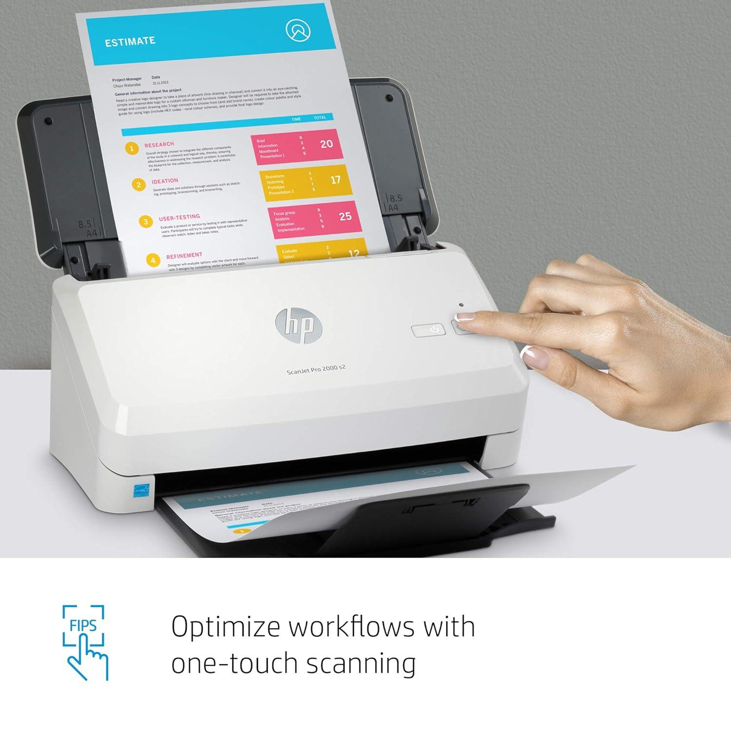 HP Scanjet Pro 2000 s2 Sheet-Feed Scanner | Simplex 35 PPM | Duplex 70 PPM | Automatic Duplex | USB 3.0 | 1 Year warranty 