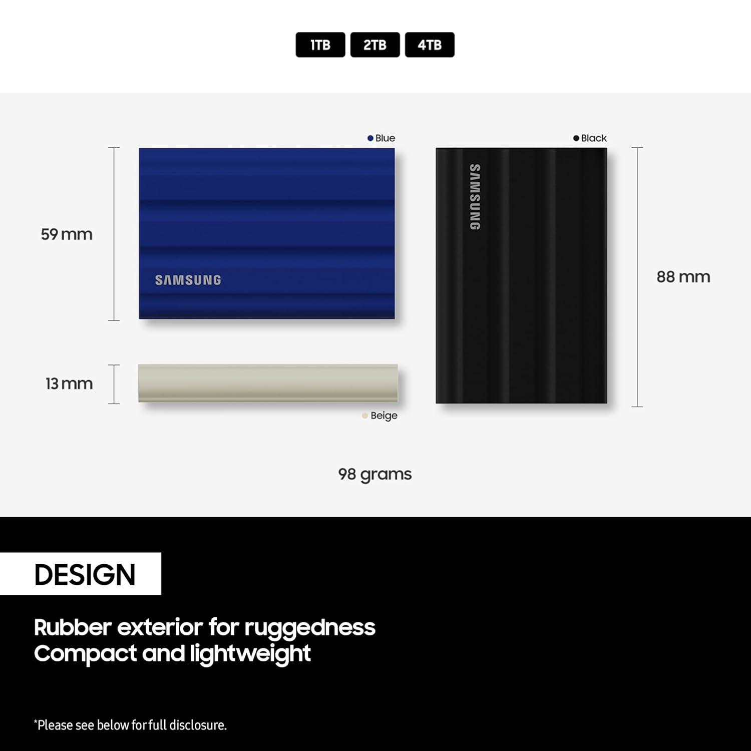 Samsung T7 Shield Portable SSD 1TB USB 3.2 Gen2 External SSD, Beige, Up to 1,050MB/s, Rugged, IP65 Water & Dust Resistant, for Photographers, Content Creators and Gaming, Mac Compatible, MU-PE1T0K, 3 Year Warranty thumbnail 7