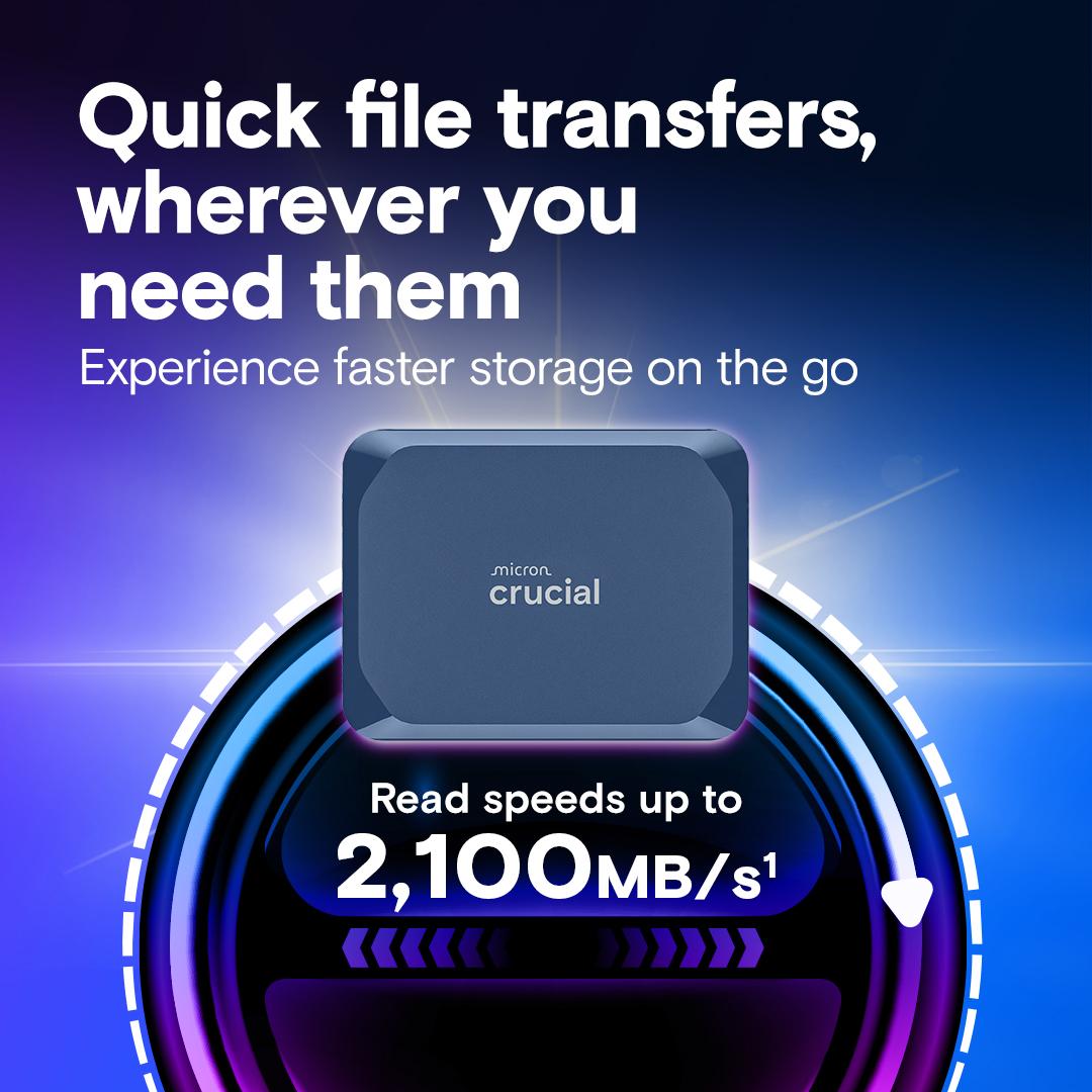 Crucial X10 2TB Portable SSD, Read speeds up to 2100 MBps, IP55 Water and Dust resistance,7.5 feet/2 meters Drop Protection, External Hard Disk, 3 Year Warranty thumbnail 3