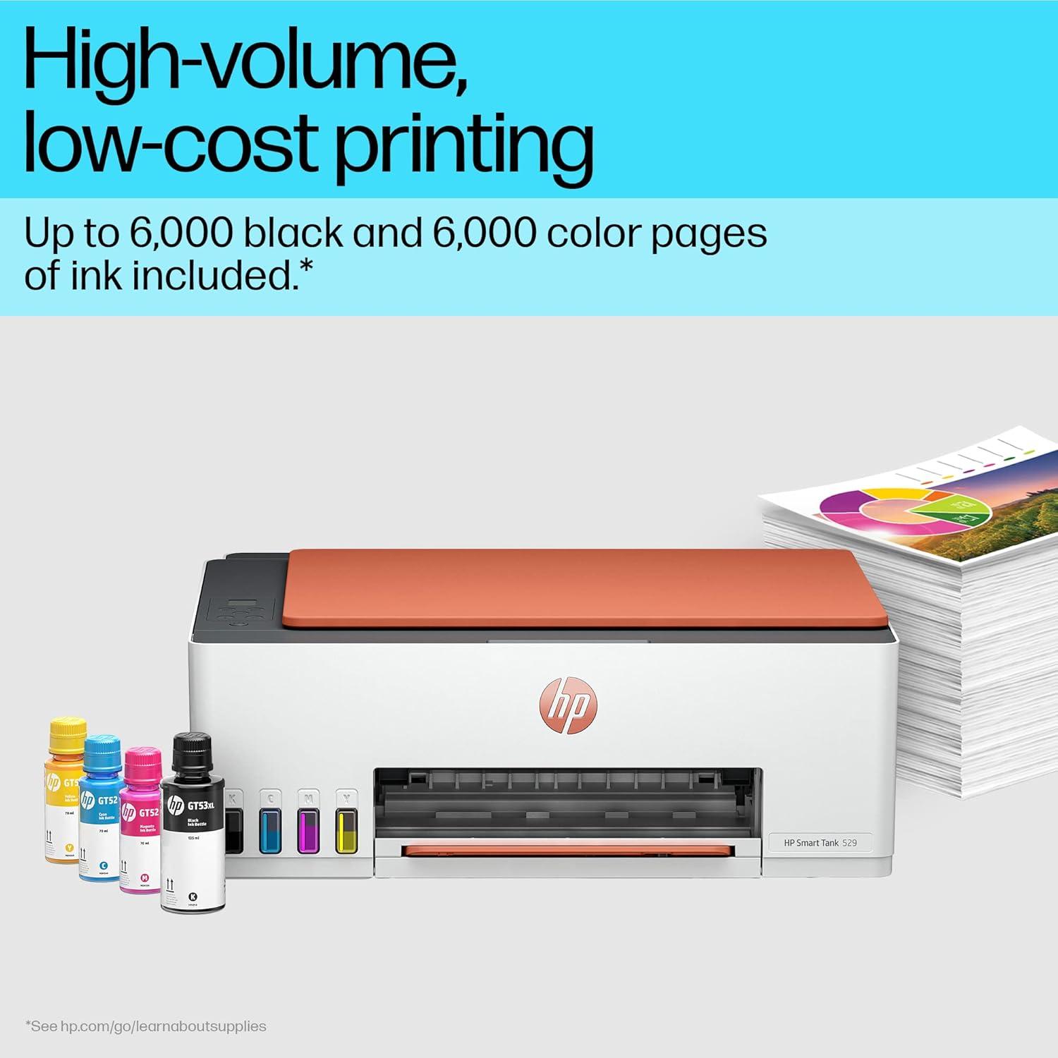 HP Smart Tank 529 A4 Ink Tank Colour Multifunction Printer | 12 PPM (Black) and 5 PPM (Color) | 64 MB | USB | Print, Scan & Copy | 1 Year Warranty thumbnail 2