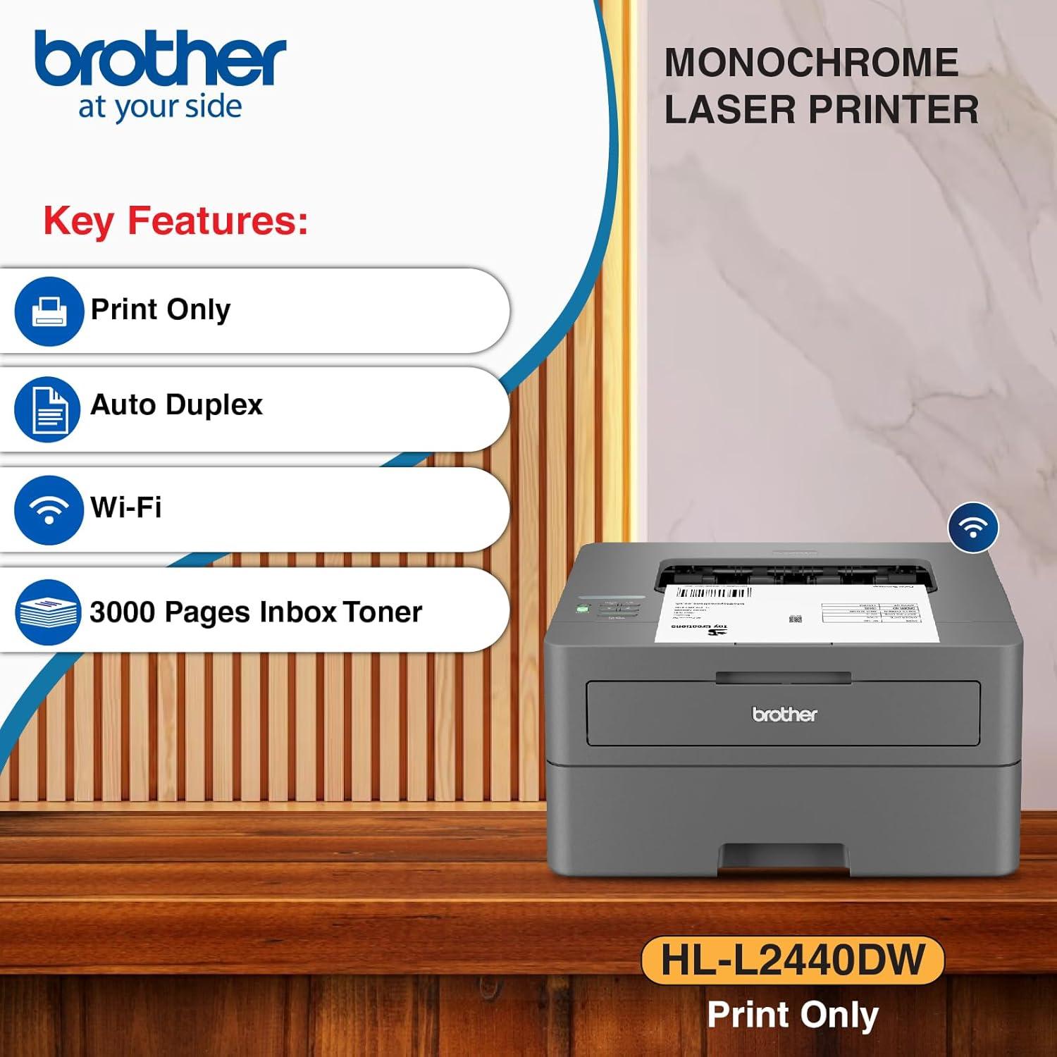 Brother DCP-L2440DW A4 Single Function Laserjet Printer | 30 PPM | 64 MB | USB 2.0, Ethernet, Wireless or Wi-Fi | Automatic Duplex | 1 Year Warrany thumbnail 3