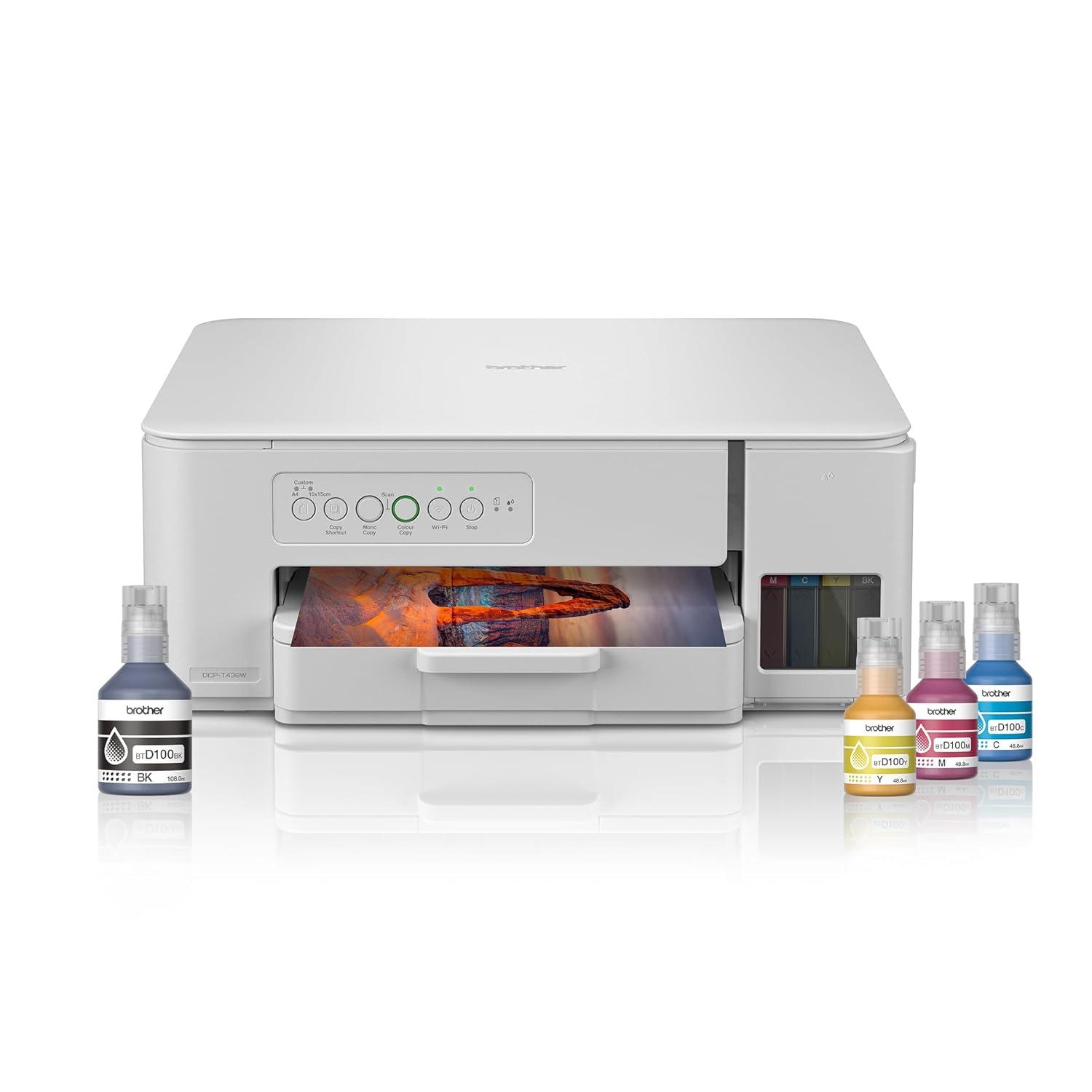 Brother DCP-T436W A4 Inkjet Multifunction Printer | 26 PPM (Black)/ 11 PPM (Colour) | 128 MB | Print, Scan, Copy | USB 2.0, Wireless or WiFi |Free Installation | 1 Year Warranty