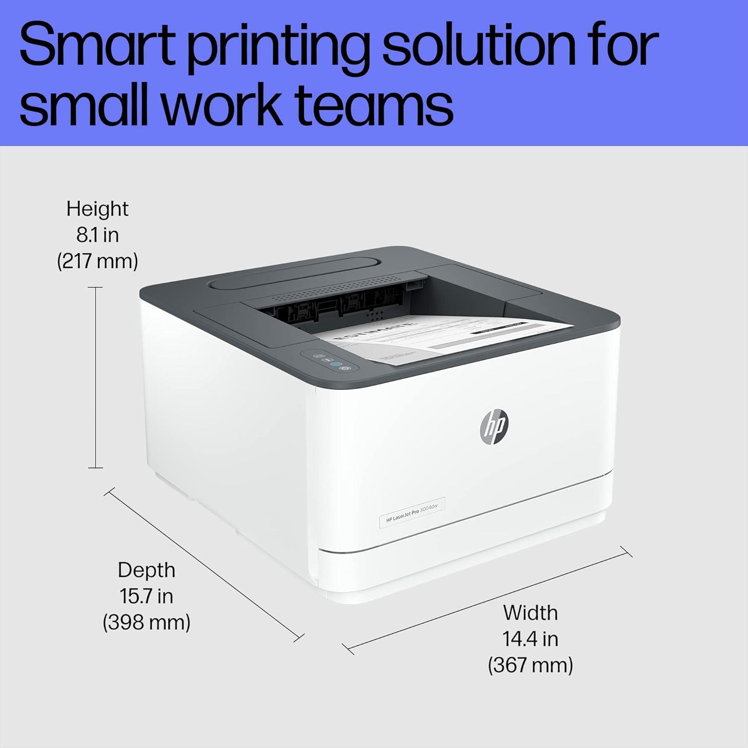 HP LaserJet Pro 3004dw | 33 PPM | 256 MB | USB 2.0, Ethernet, Wireless or Wi-Fi or Wireless | Automatic Duplex | Single Function A4 Printer | 1 Year Warranty