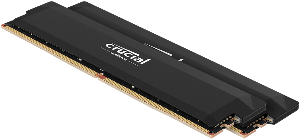 Crucial Pro 32GB Kit (2x16GB) DDR5 RAM 6000MHz, OC Gaming Black Desktop RAM / Memory, CP2K16G60C36U5B, 10 Year Warranty