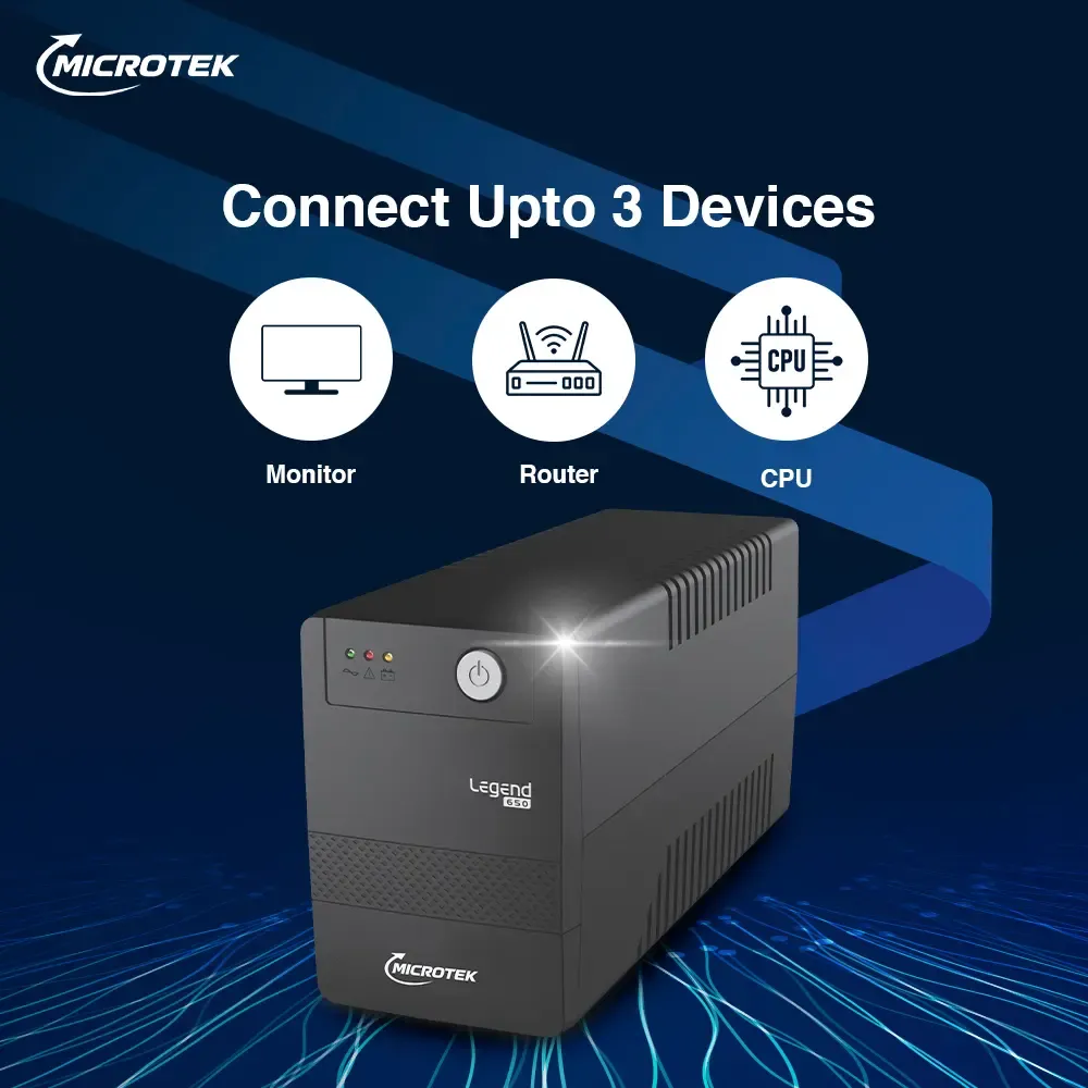 Microtek Legend 650 VA line interactive UPS | 360W | Protection for Home Office, Desktop PC & Home Electronics | 2 Year Warranty on UPS and 1 Year Warranty on Battery thumbnail 5