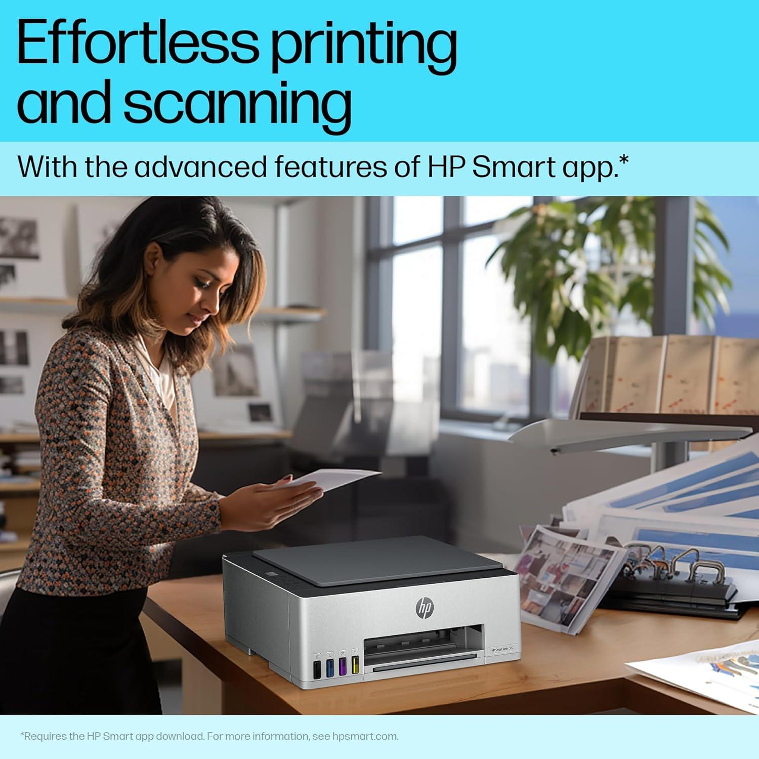 HP Smart Tank 580 A4 Ink Tank Colour Multifunction Printer | 12 PPM (Black) and 5 PPM (Color) | 64 MB |  USB 2.0, Wireless or Wi-Fi | Print, Copy, Scan | 1 Year Warranty thumbnail 2